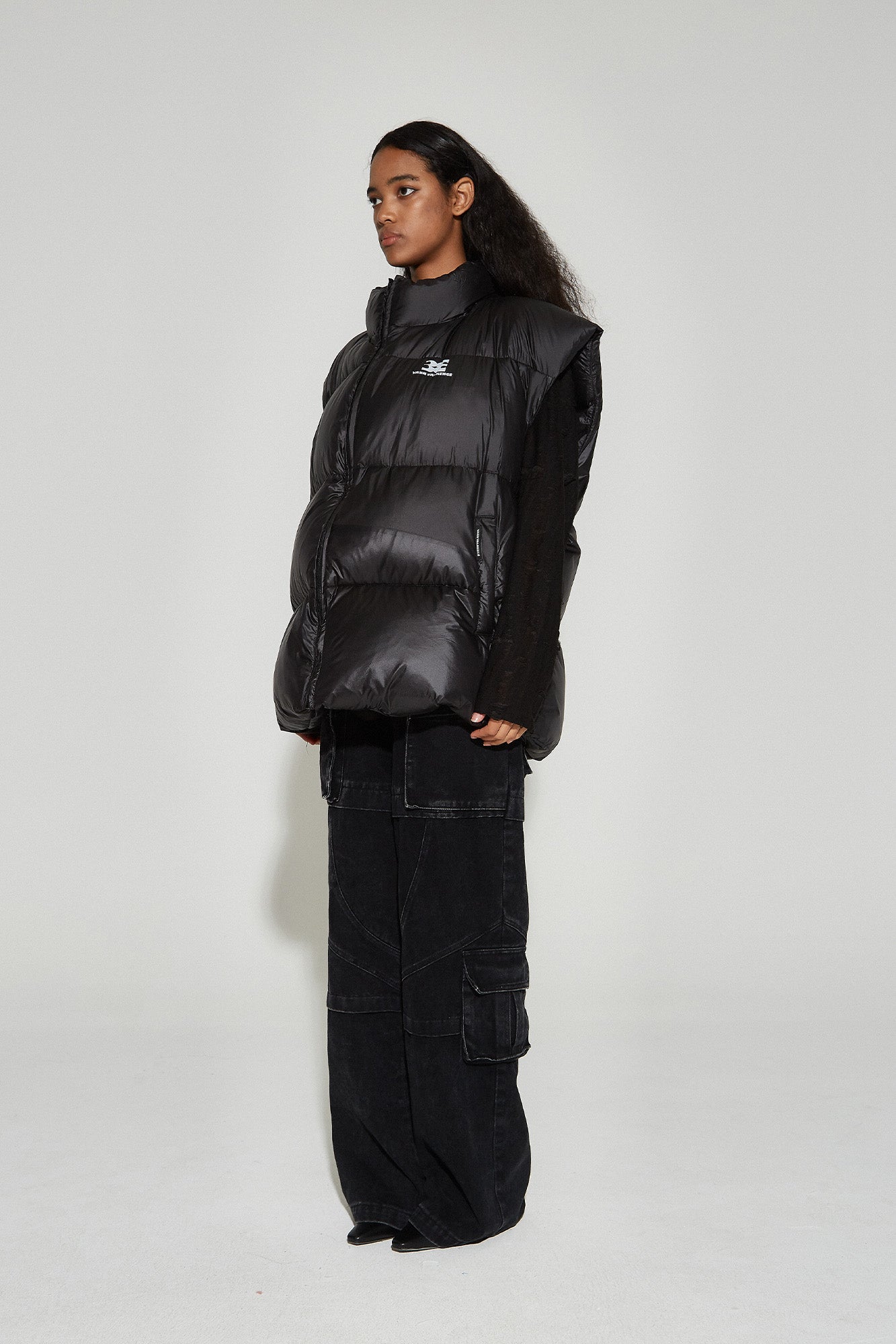 VANN VALRENCE Plain Duck Down Oversized Puffer Vest