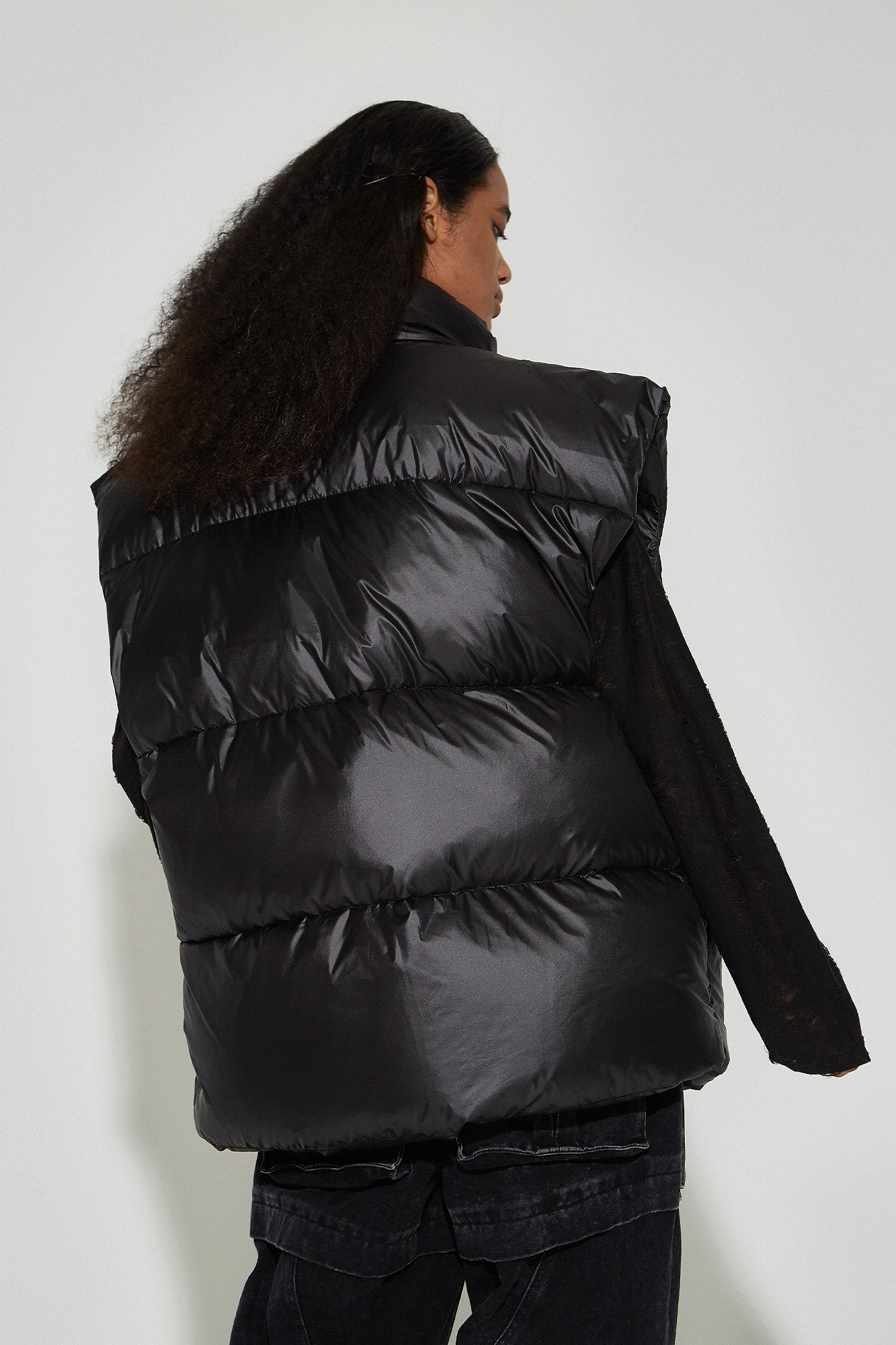 VANN VALRENCE Plain Duck Down Oversized Puffer Vest