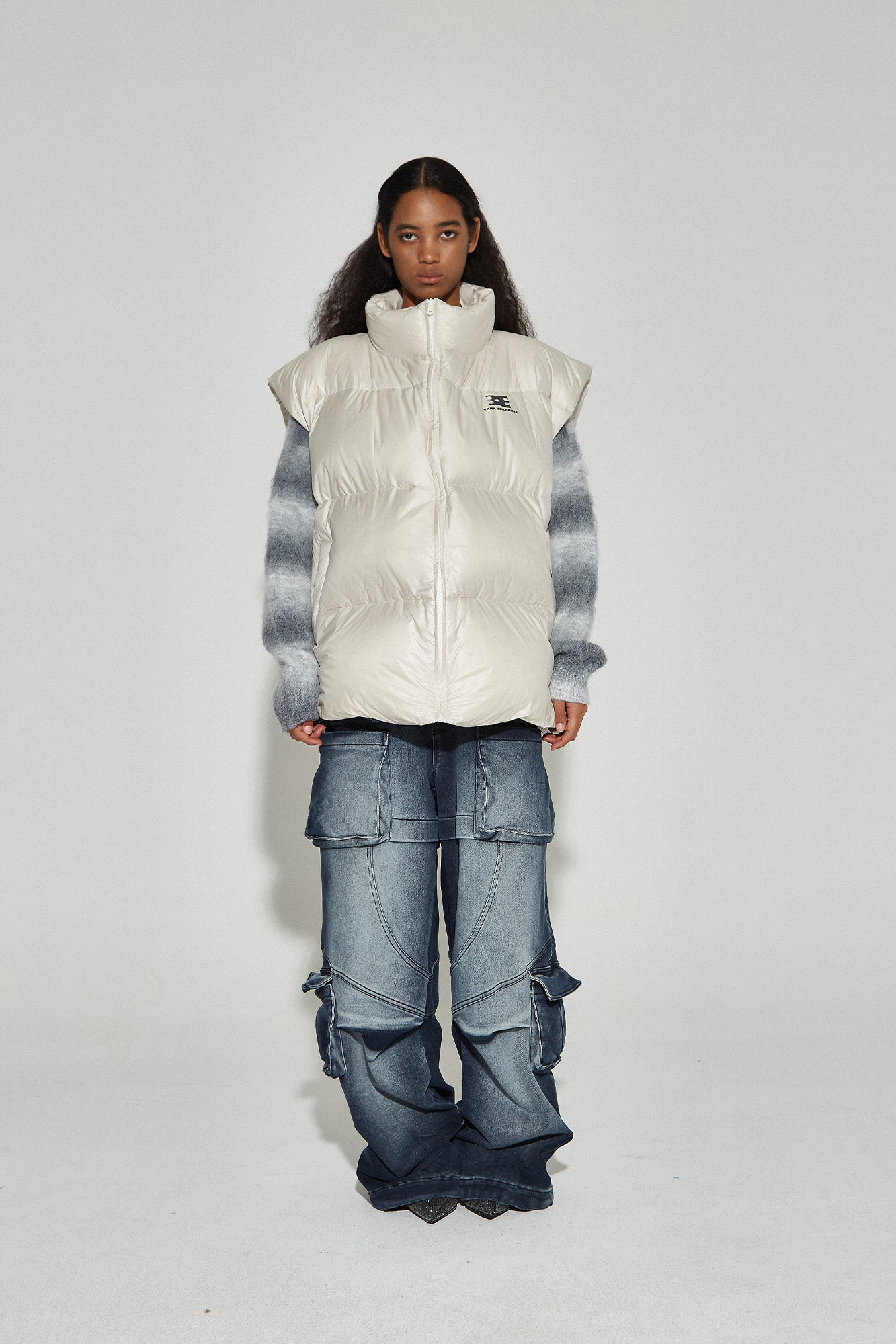 VANN VALRENCE Plain Duck Down Oversized Puffer Vest