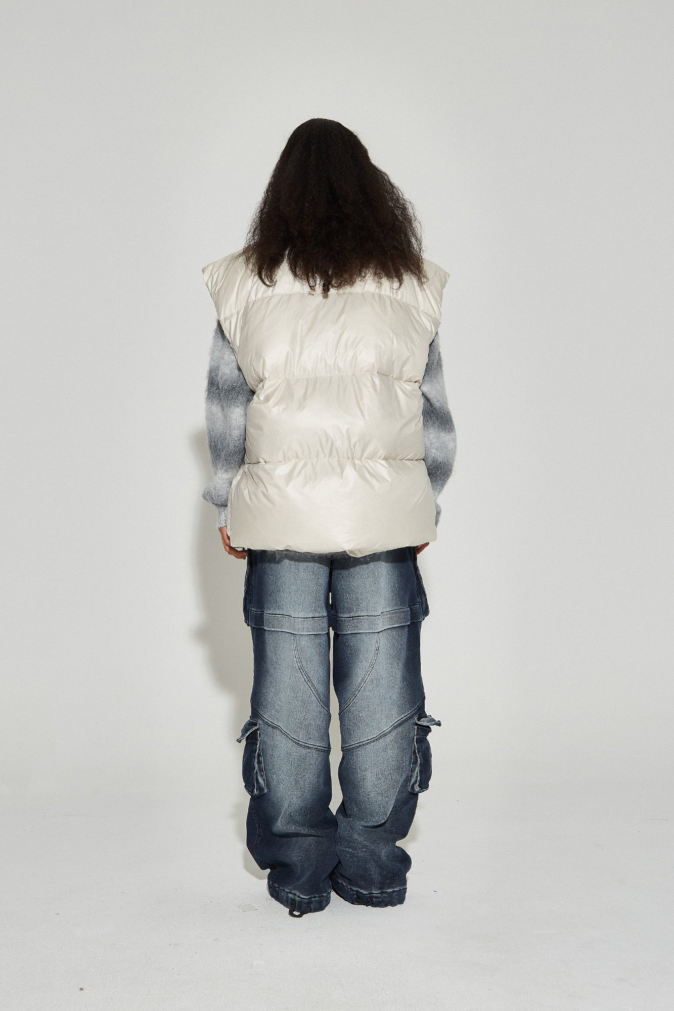 VANN VALRENCE Plain Duck Down Oversized Puffer Vest
