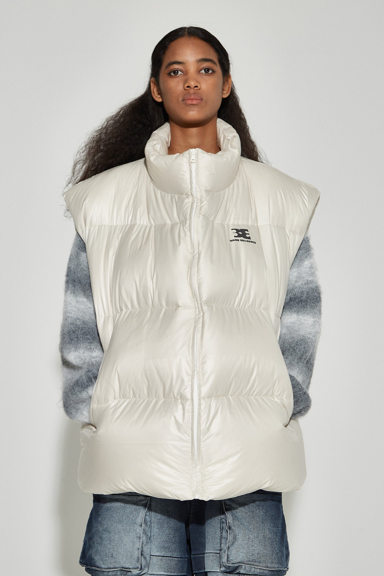 VANN VALRENCE Plain Duck Down Oversized Puffer Vest