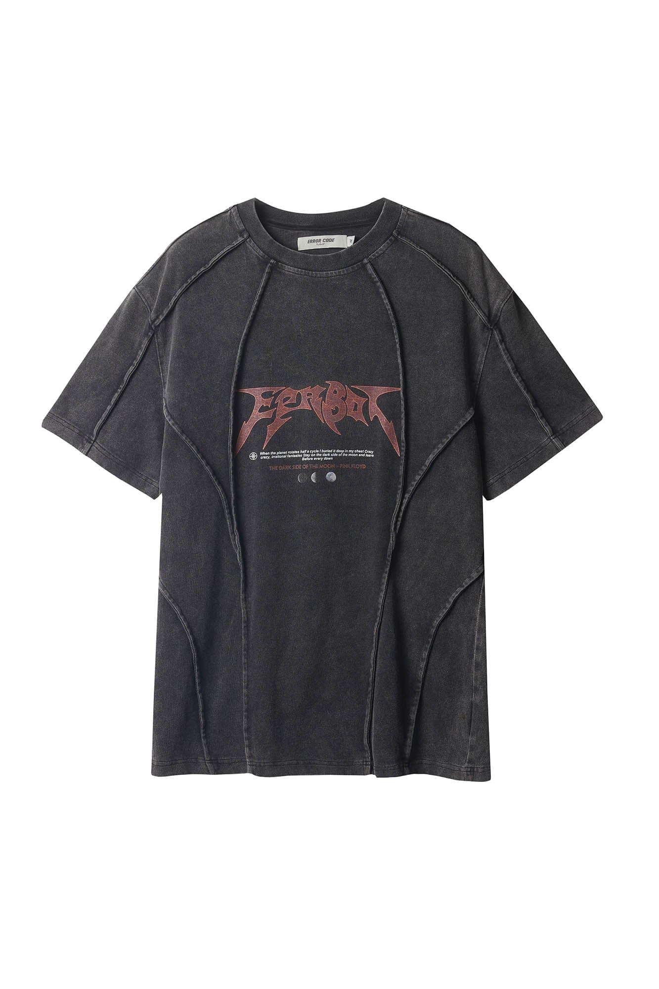 ERROR CODE ROBOT Mountain Moon Graphic Washed Spliced T-Shirt, premium urban and streetwear designers apparel on PROJECTISR.com, ERROR CODE ROBOT