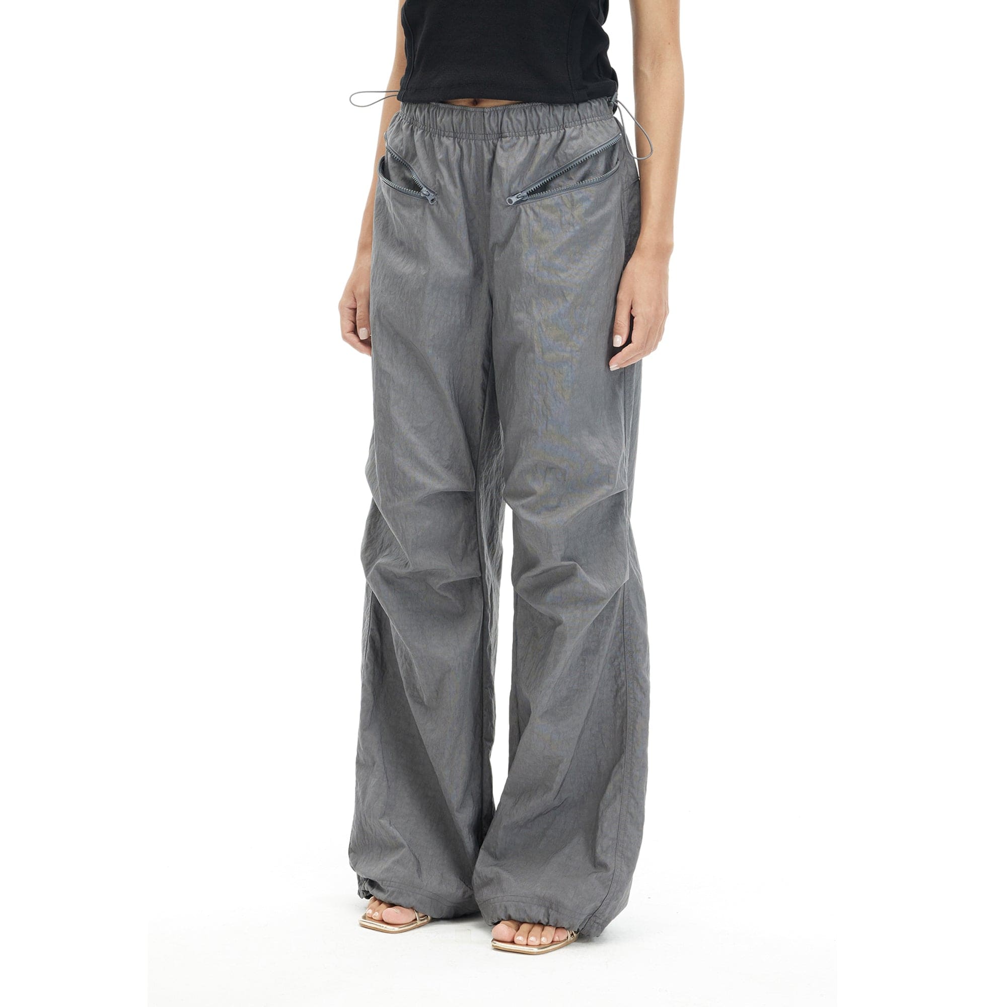 ARTIFICIAL WORLD Drawstring Zipper Pocket Parachute Pants, premium urban and streetwear designers apparel on PROJECTISR.com, ARTIFICIAL WORLD