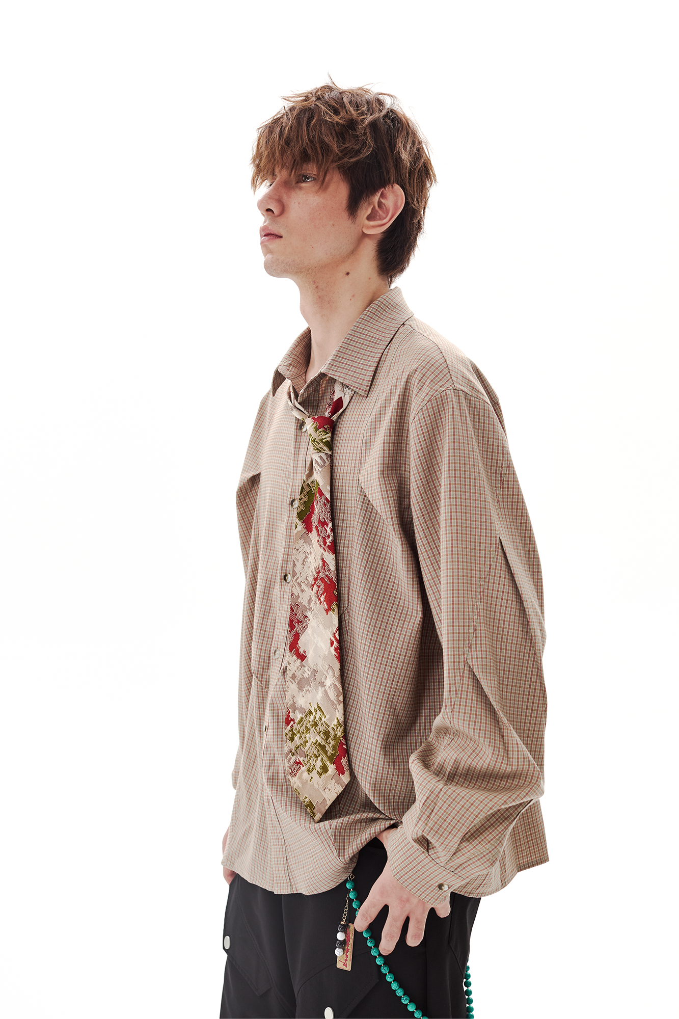 PASET Retro Plaid Tuck Detail Shirt