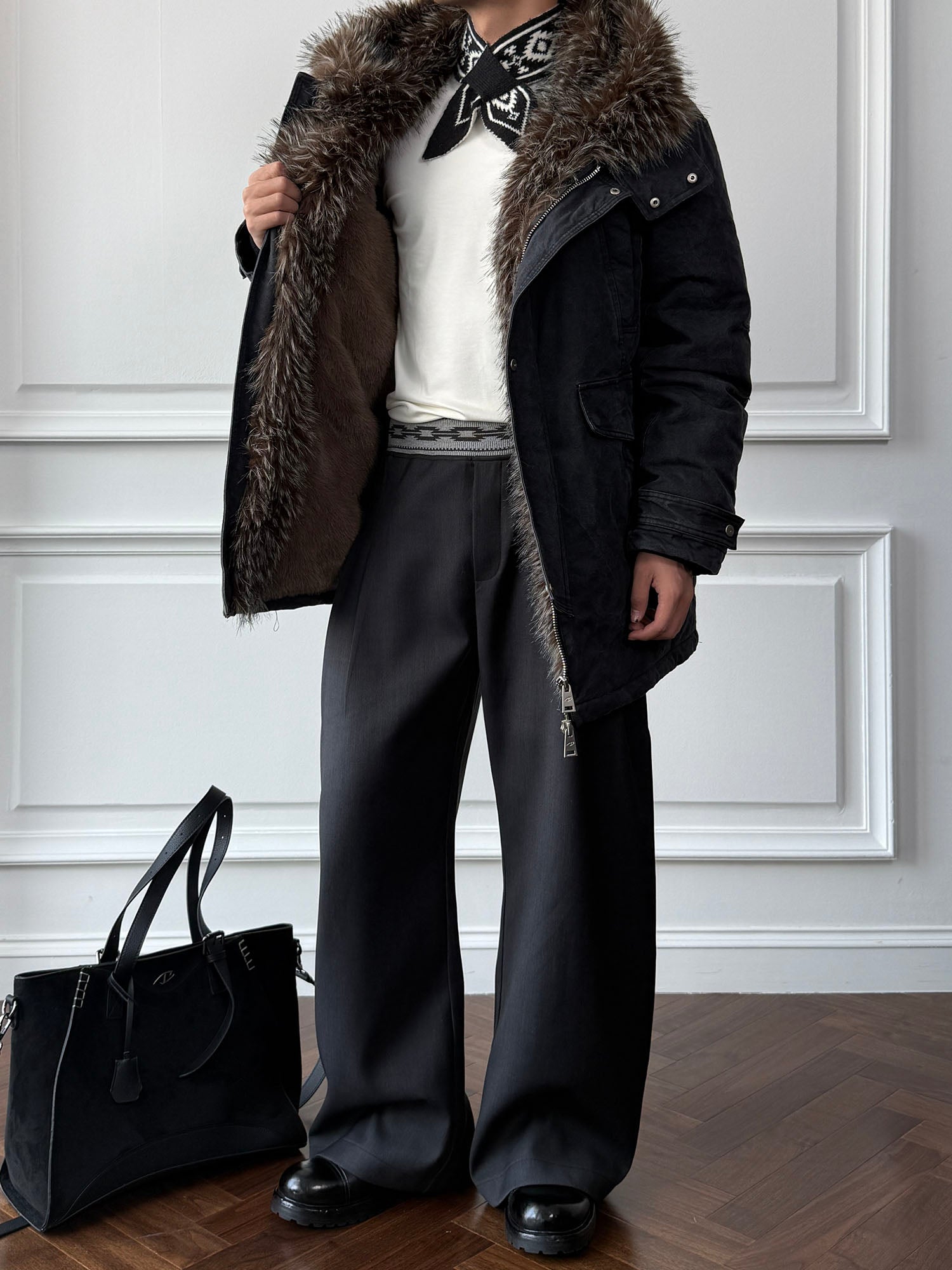 CATSSTAC Faux Fur-Trimmed Utility Parka