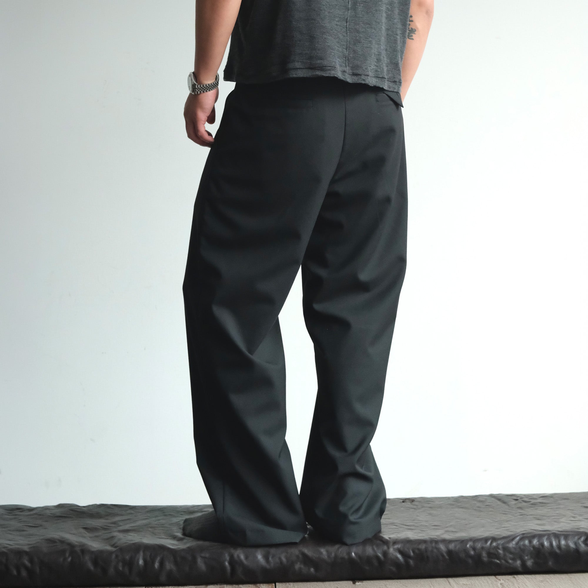 NEIGBORL Wool Double-Pleated Straight-Leg Trousers, premium urban and streetwear designers apparel on PROJECTISR.com, NEIGBORL