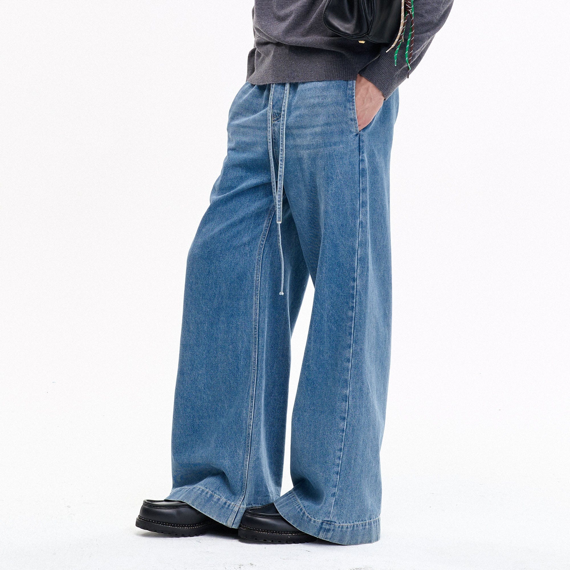 LEONSENSE Classical Tencel Drawstring Oversized Jeans, premium urban and streetwear designers apparel on PROJECTISR.com, LEONSENSE