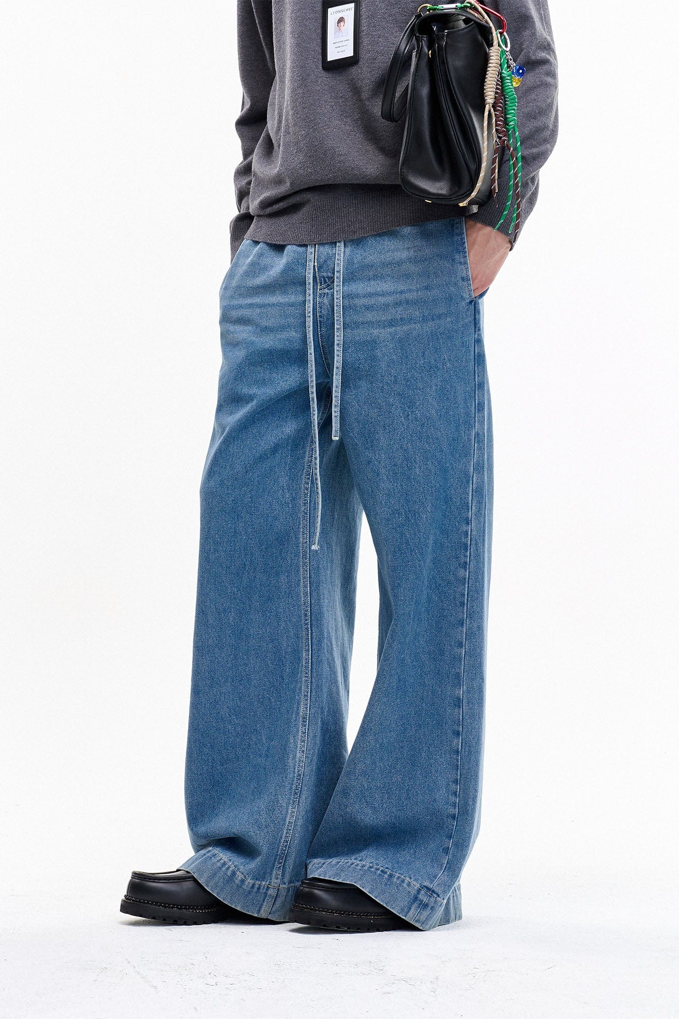 LEONSENSE Classical Tencel Drawstring Oversized Jeans, premium urban and streetwear designers apparel on PROJECTISR.com, LEONSENSE