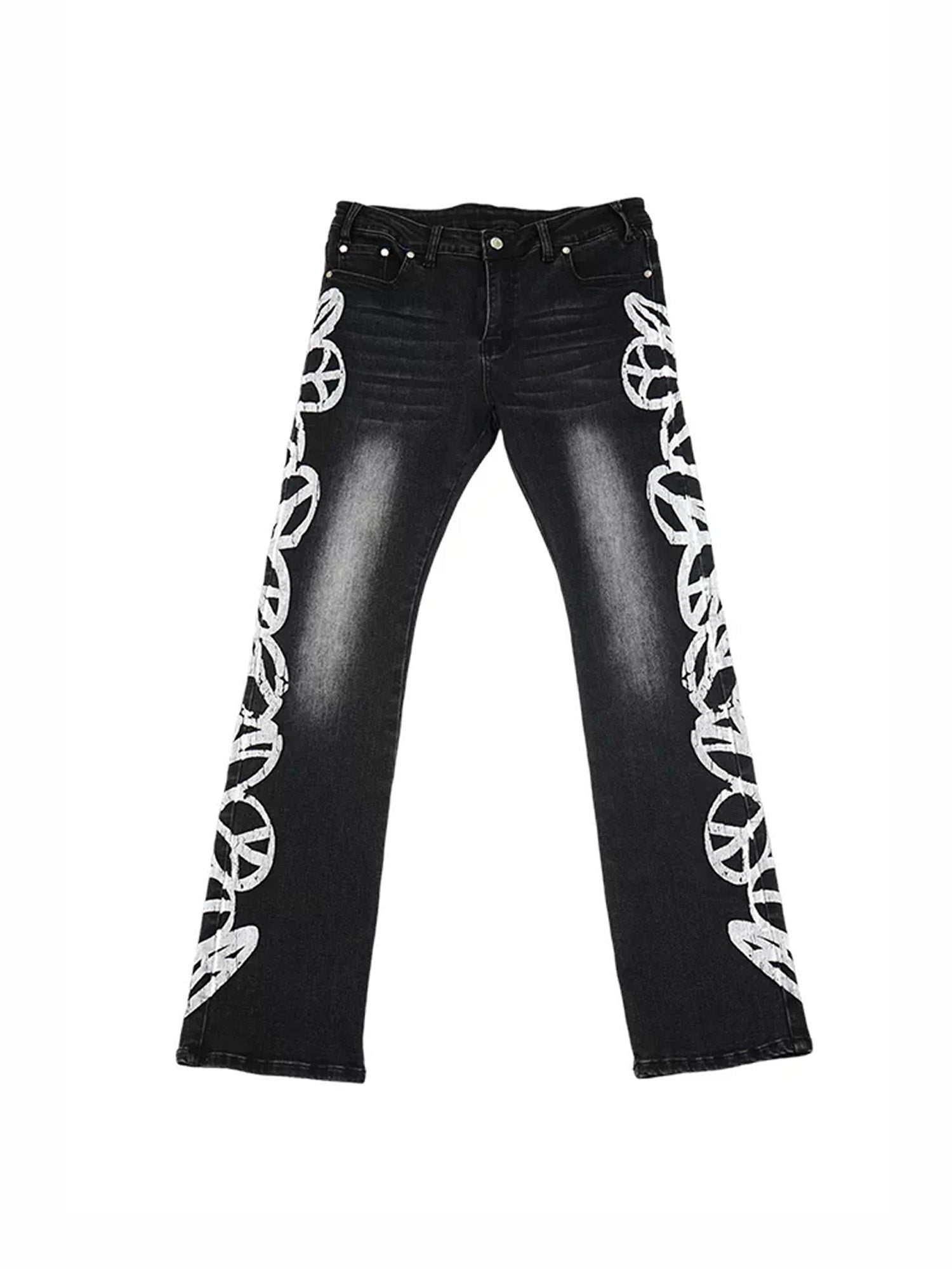 VINKID Peace Graphic Washed Jeans, premium urban and streetwear designers apparel on PROJECTISR.com, VINKID