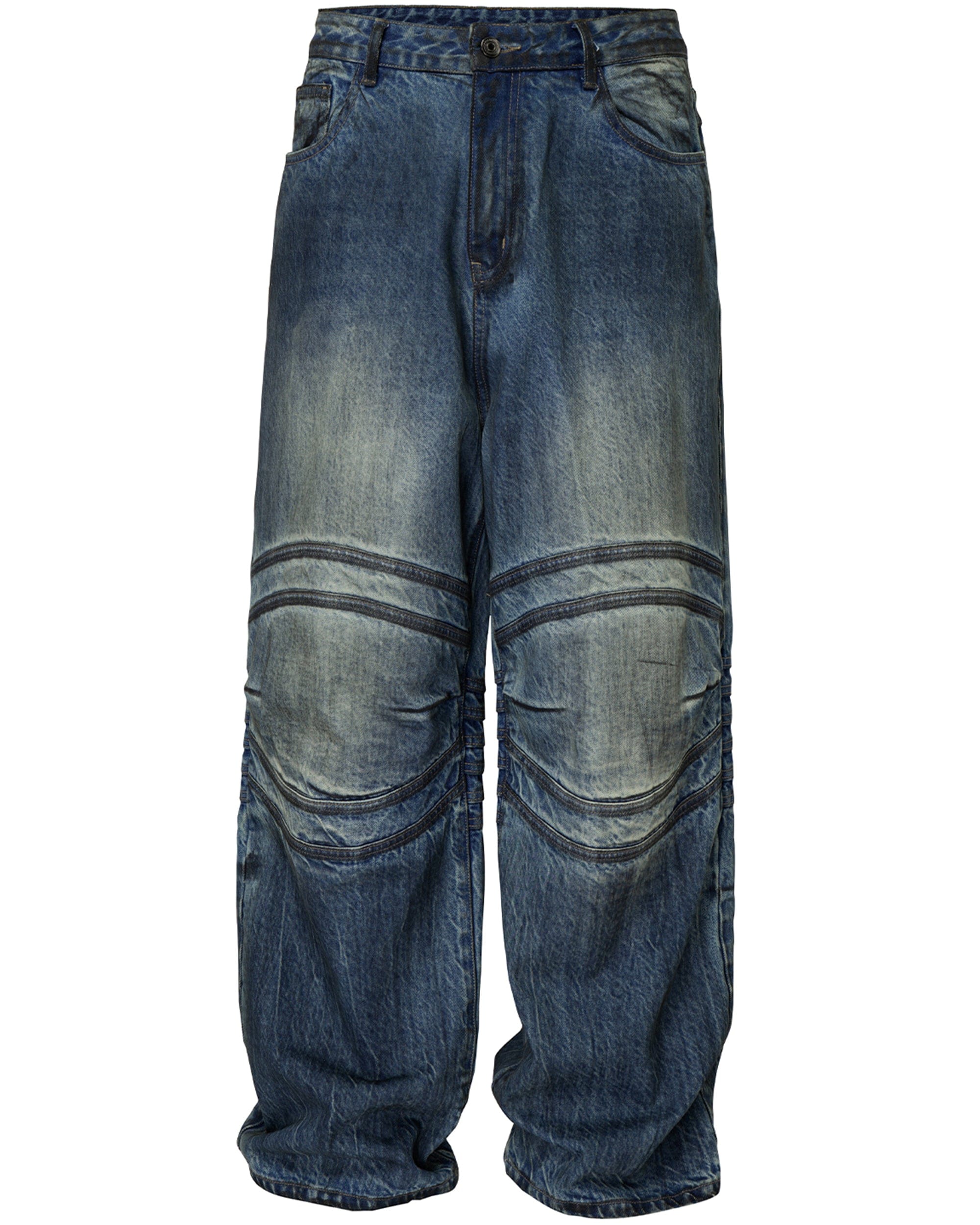 F2CE Retro Crinkled-Knee Washed Pants, premium urban and streetwear designers apparel on PROJECTISR.com, F2CE