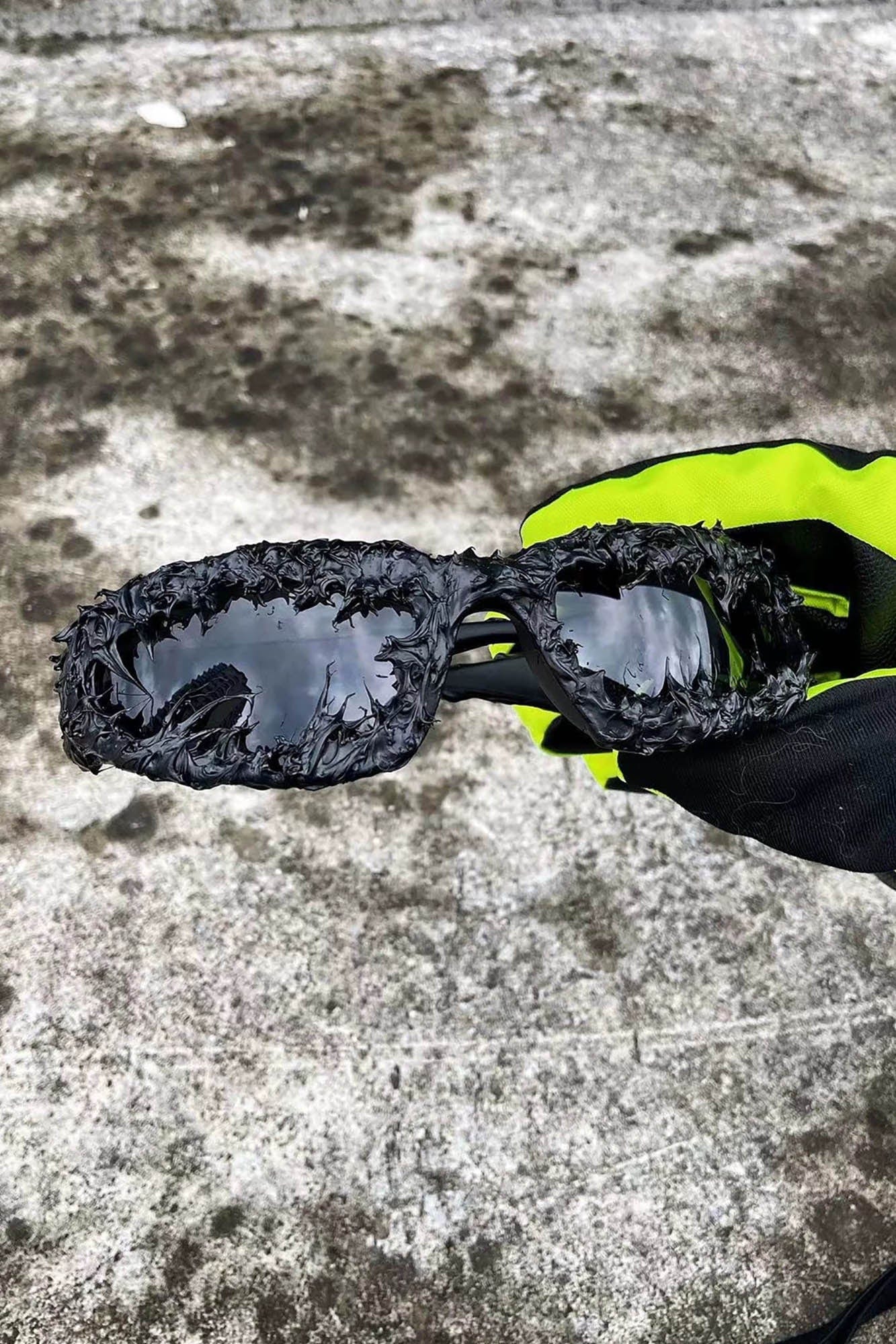 Pi0neeR Venom Melt Dripped Resin Sunglasses Black, premium urban and streetwear designers apparel on PROJECTISR.com, Pi0neeR