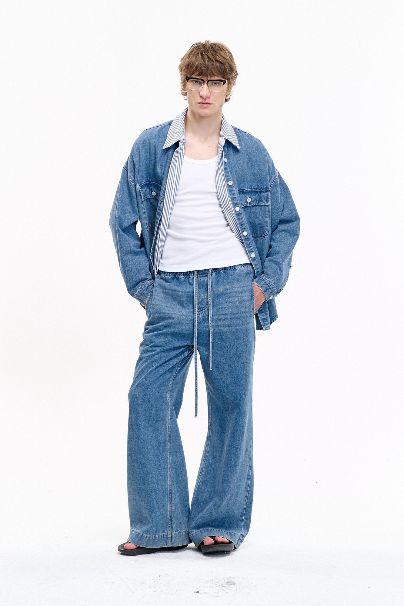 LEONSENSE Classical Tencel Drawstring Oversized Jeans, premium urban and streetwear designers apparel on PROJECTISR.com, LEONSENSE