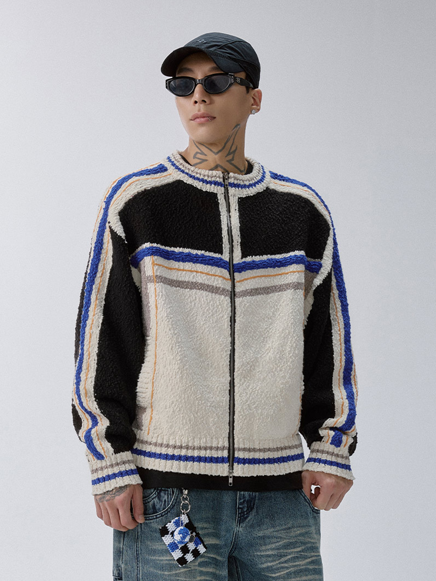 F2CE Contrast Panel Boxy Cardigan