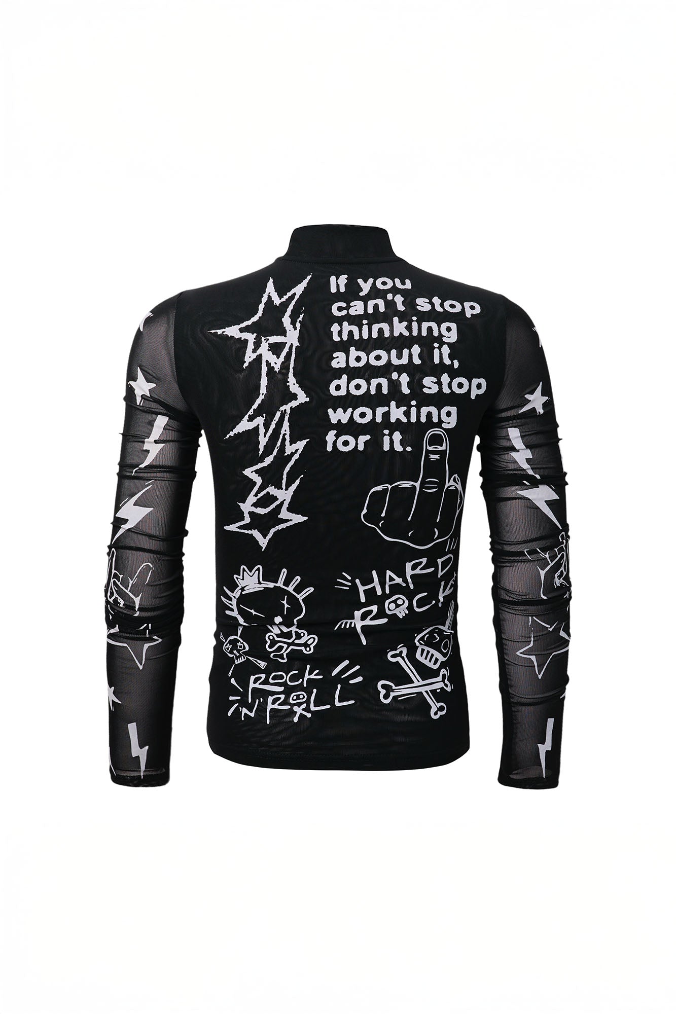 CLP Full-Print Graffiti Mesh Long-Sleeve Tee, premium urban and streetwear designers apparel on PROJECTISR.com, CLP