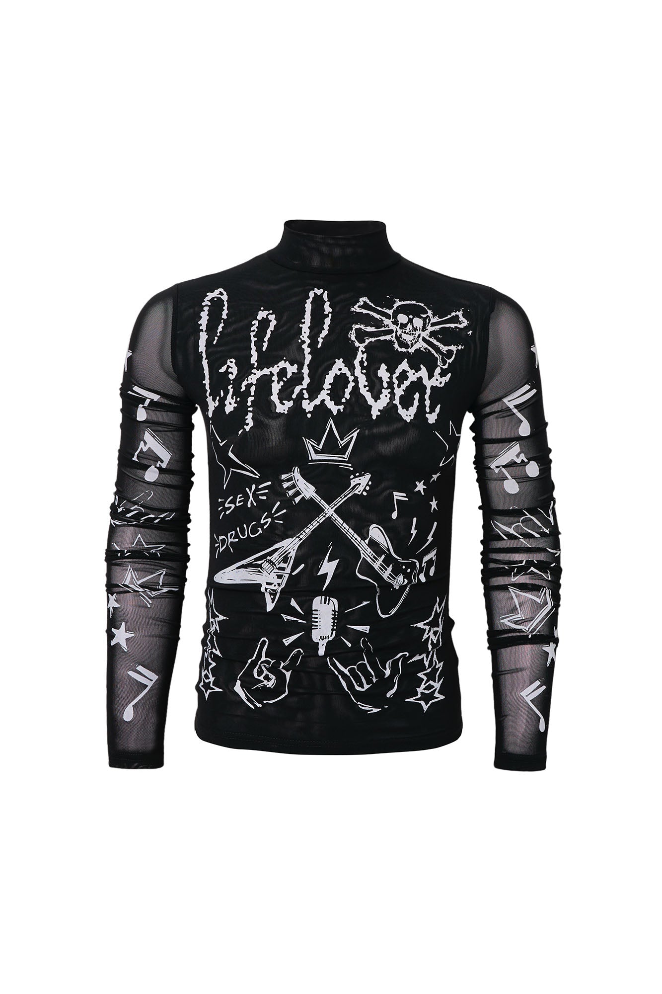 CLP Full-Print Graffiti Mesh Long-Sleeve Tee, premium urban and streetwear designers apparel on PROJECTISR.com, CLP