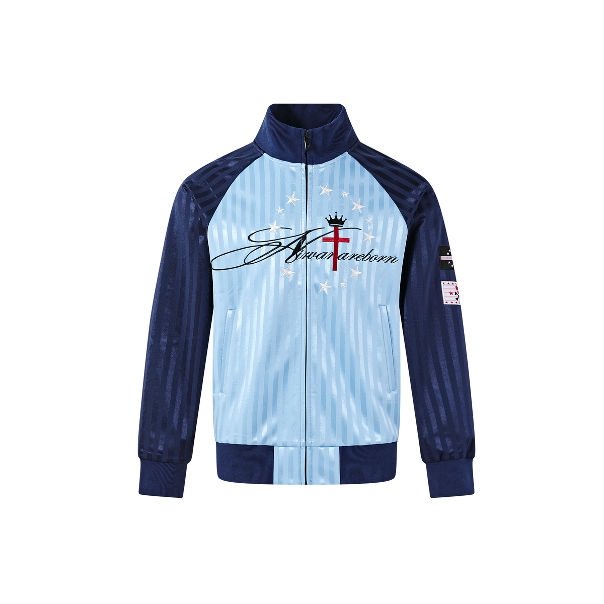 PASET Retro Striped Embroidered Zip-Up Jacket