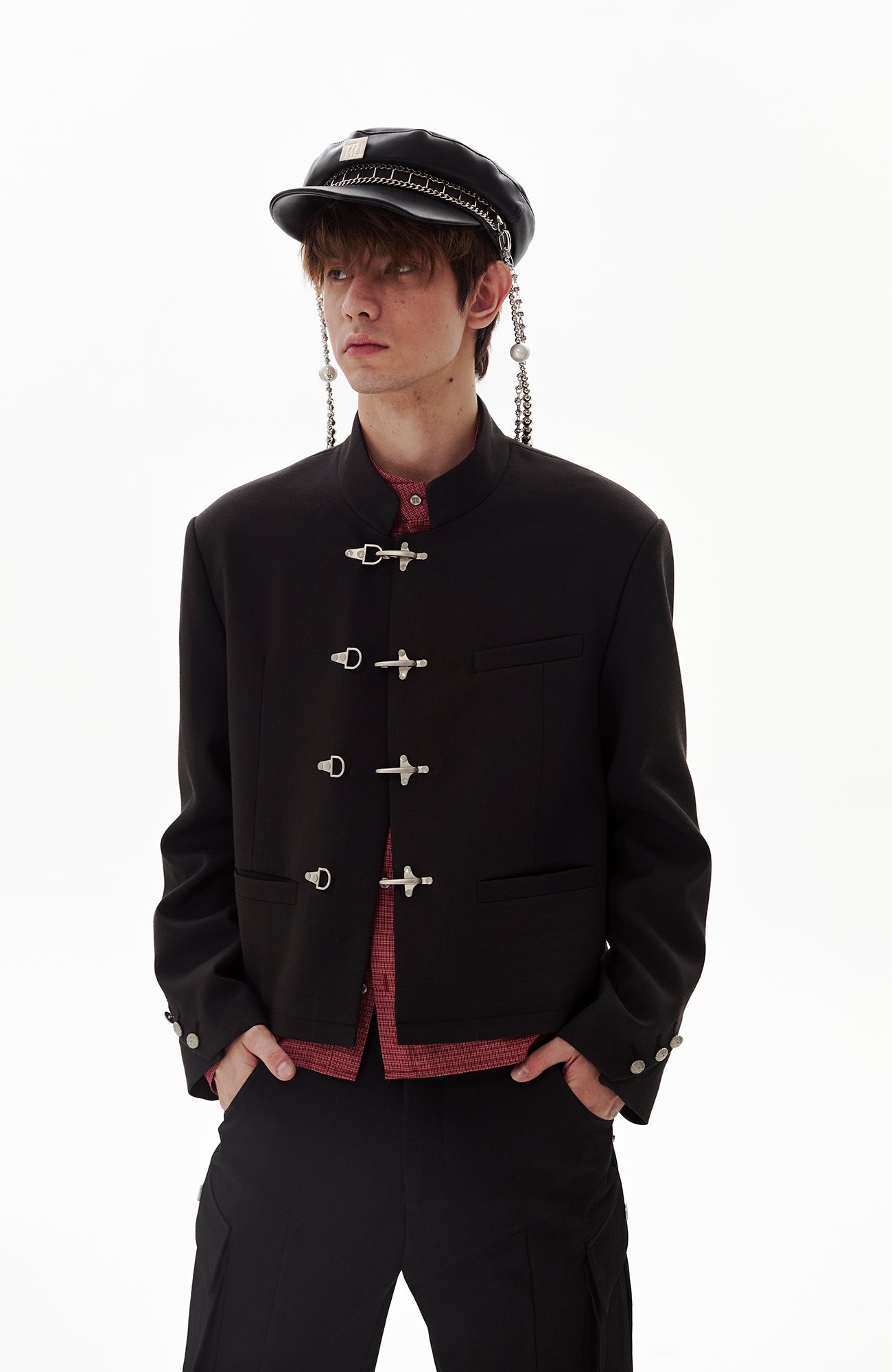 PASET Frog Buckle Stand Collar Jacket