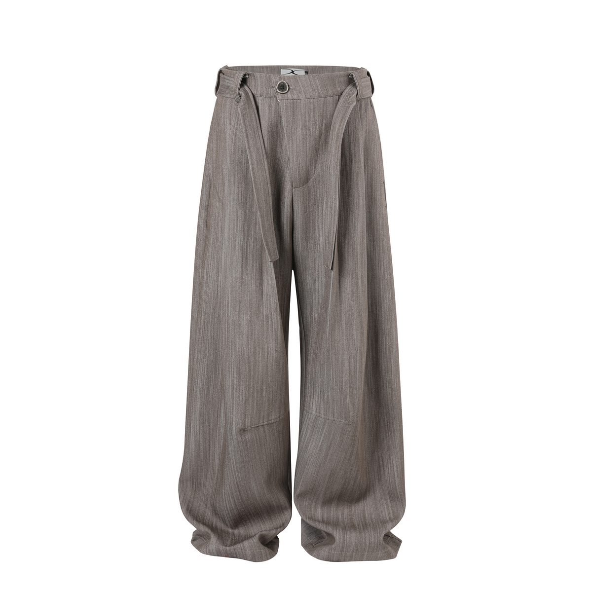 REMODUTION Asymmetrical Pleated Wide-Leg Trousers