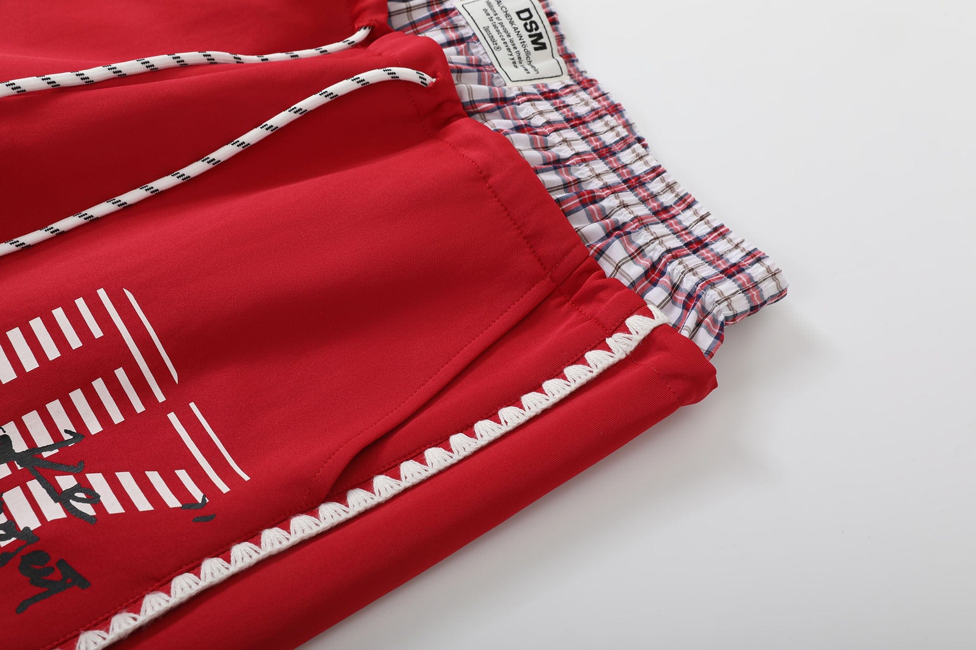 DONSMOKE Plaid Double-Waist Contrast Webbing Sweatpants, premium urban and streetwear designers apparel on PROJECTISR.com, DONSMOKE