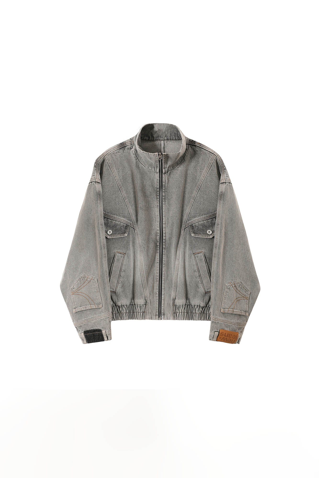 KREATE Jeans Cuff Spliced Stand Collar Jacket, premium urban and streetwear designers apparel on PROJECTISR.com, KREATE