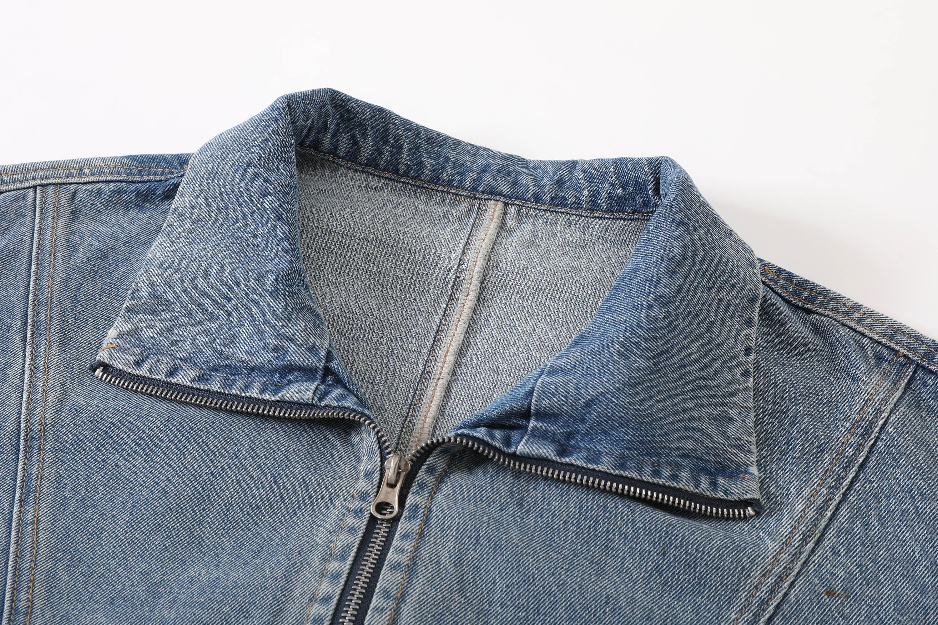 KREATE Jeans Cuff Spliced Stand Collar Jacket, premium urban and streetwear designers apparel on PROJECTISR.com, KREATE