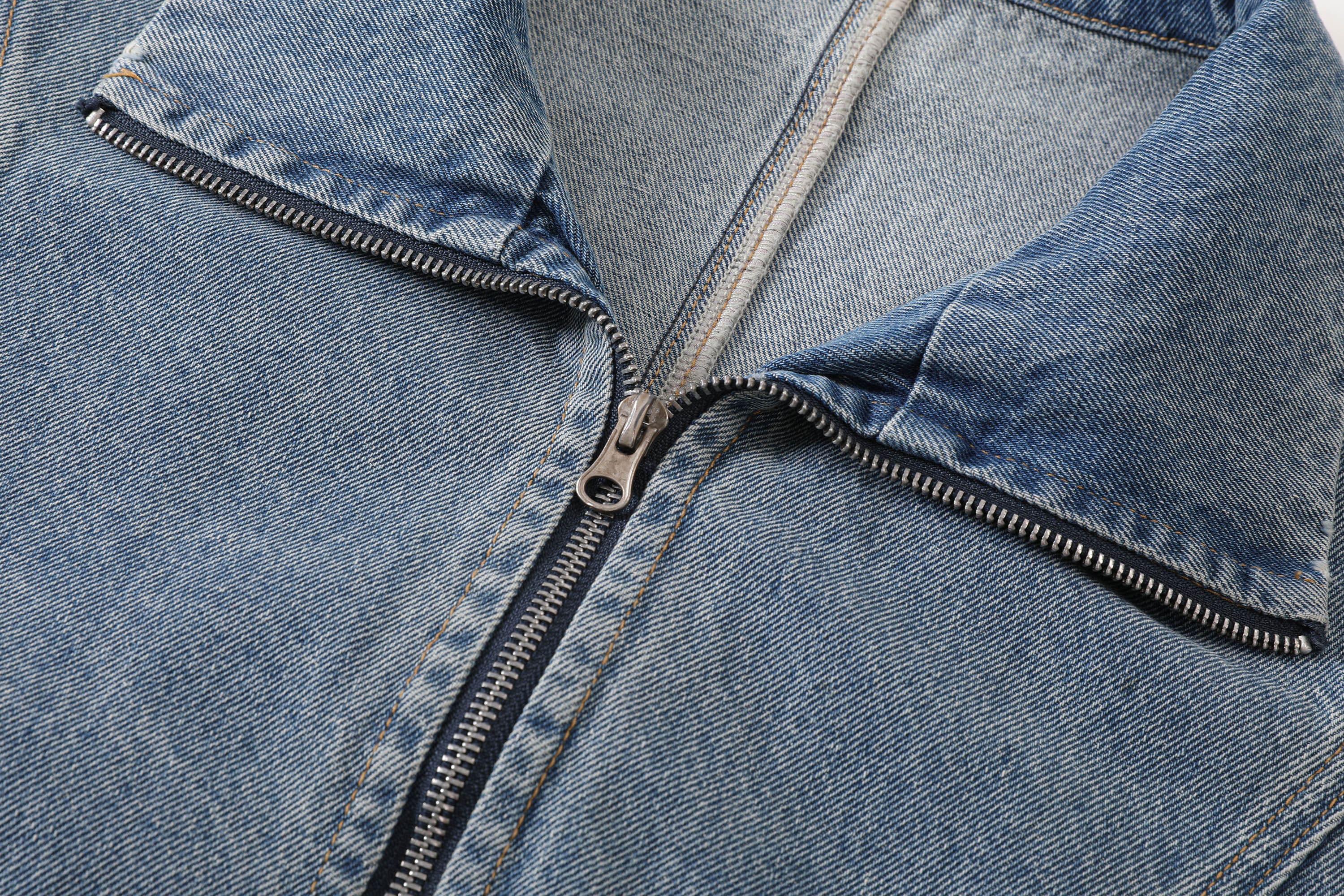 KREATE Jeans Cuff Spliced Stand Collar Jacket, premium urban and streetwear designers apparel on PROJECTISR.com, KREATE