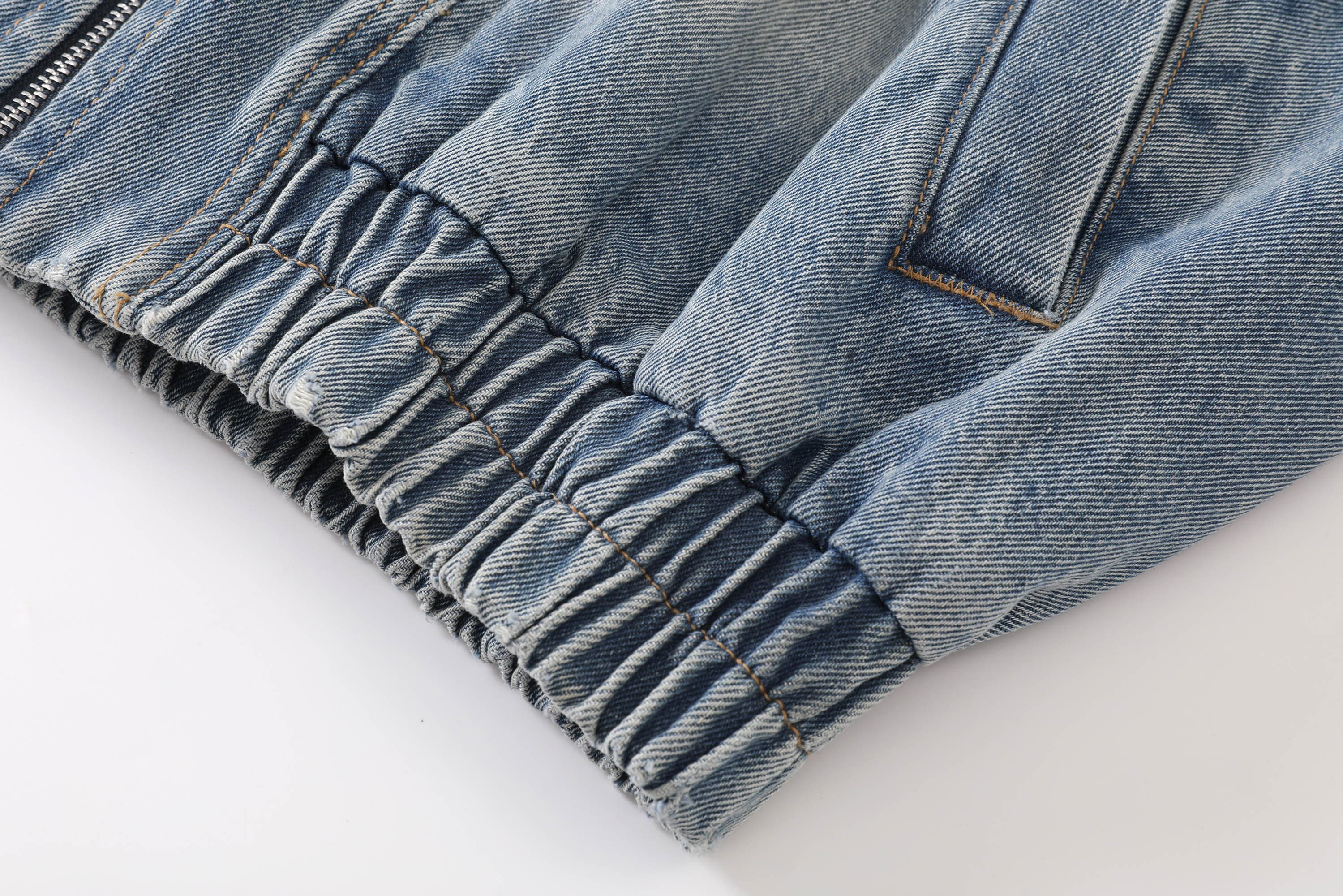 KREATE Jeans Cuff Spliced Stand Collar Jacket, premium urban and streetwear designers apparel on PROJECTISR.com, KREATE