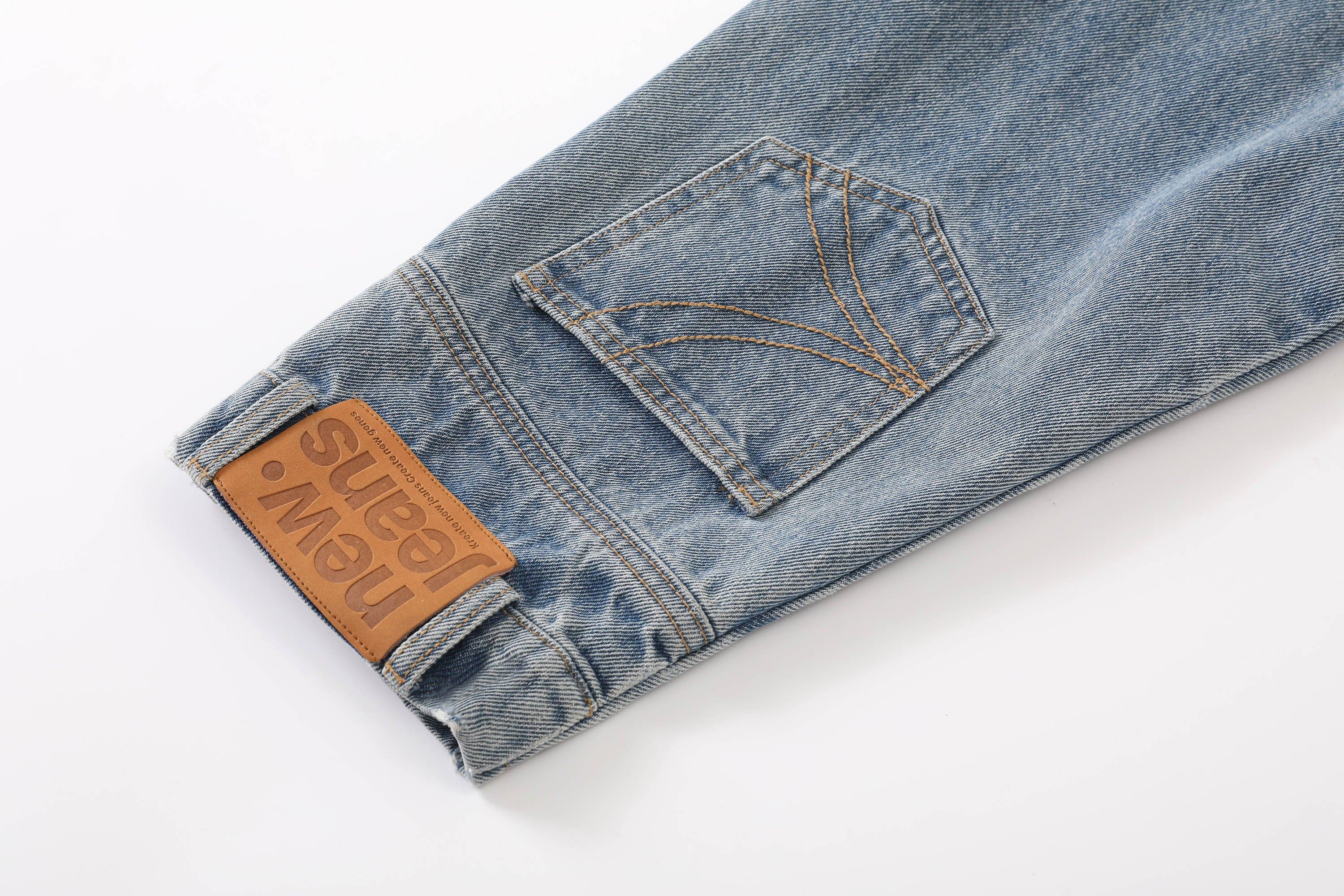 KREATE Jeans Cuff Spliced Stand Collar Jacket, premium urban and streetwear designers apparel on PROJECTISR.com, KREATE