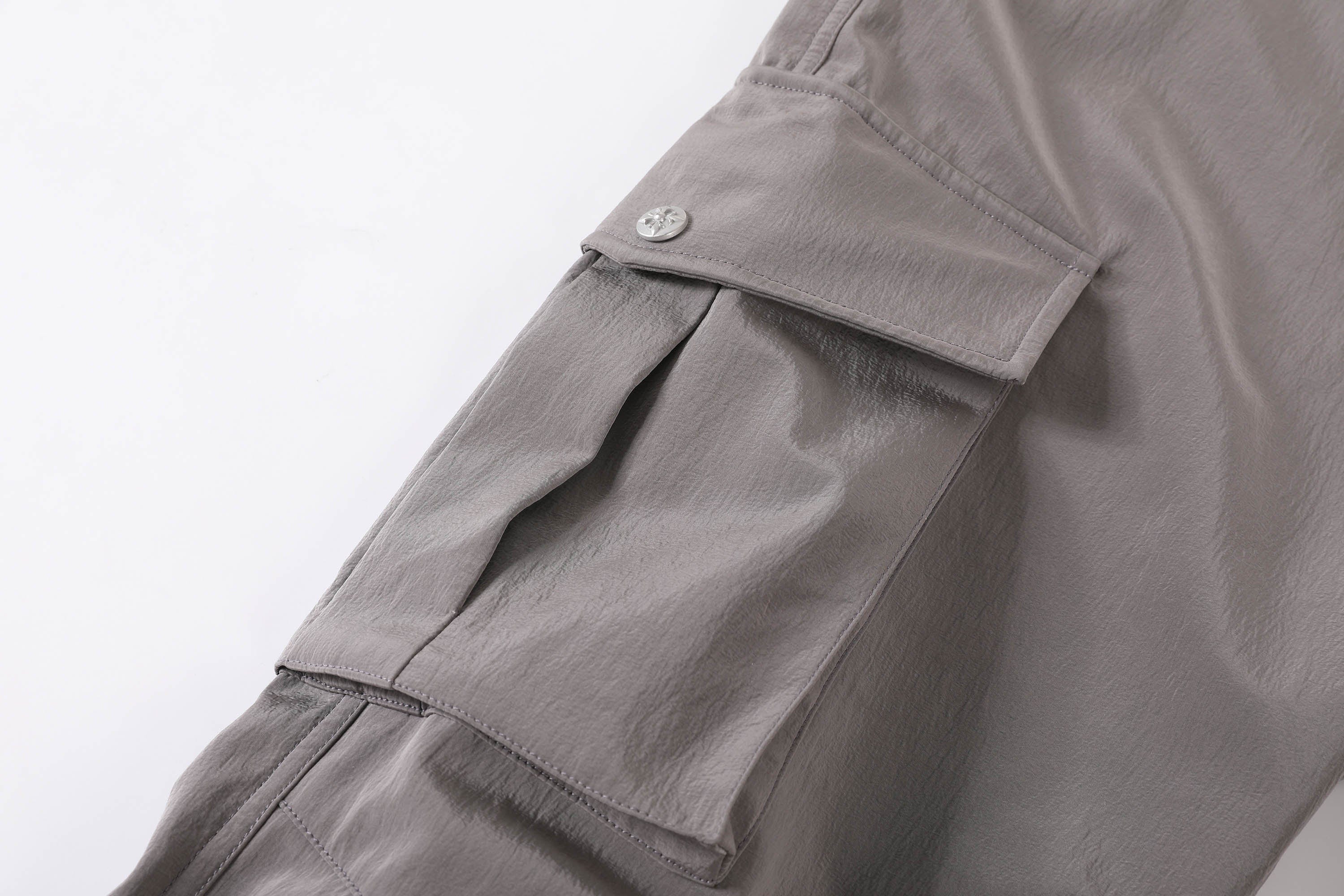 KREATE Liquid Metal Crinkled Flared Cargo, premium urban and streetwear designers apparel on PROJECTISR.com, KREATE