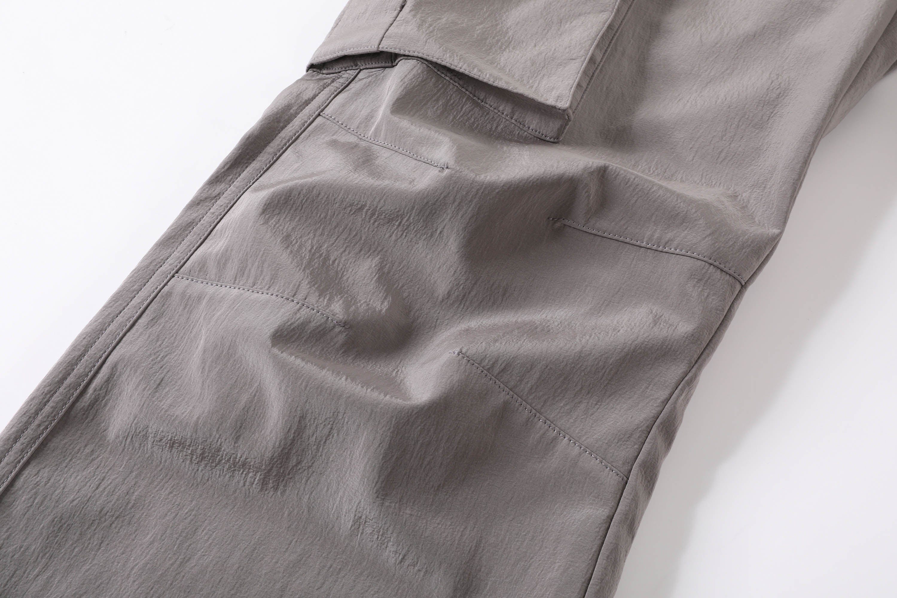 KREATE Liquid Metal Crinkled Flared Cargo, premium urban and streetwear designers apparel on PROJECTISR.com, KREATE