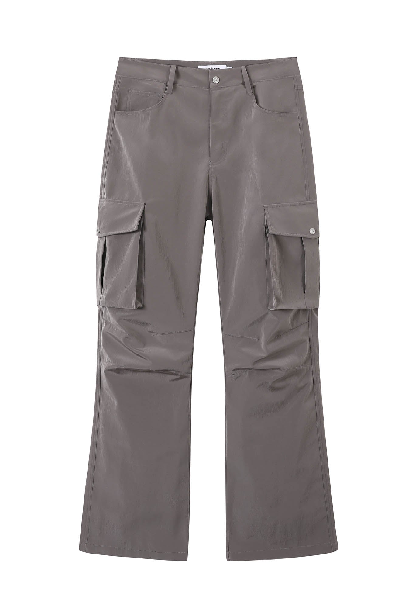 KREATE Liquid Metal Crinkled Flared Cargo, premium urban and streetwear designers apparel on PROJECTISR.com, KREATE