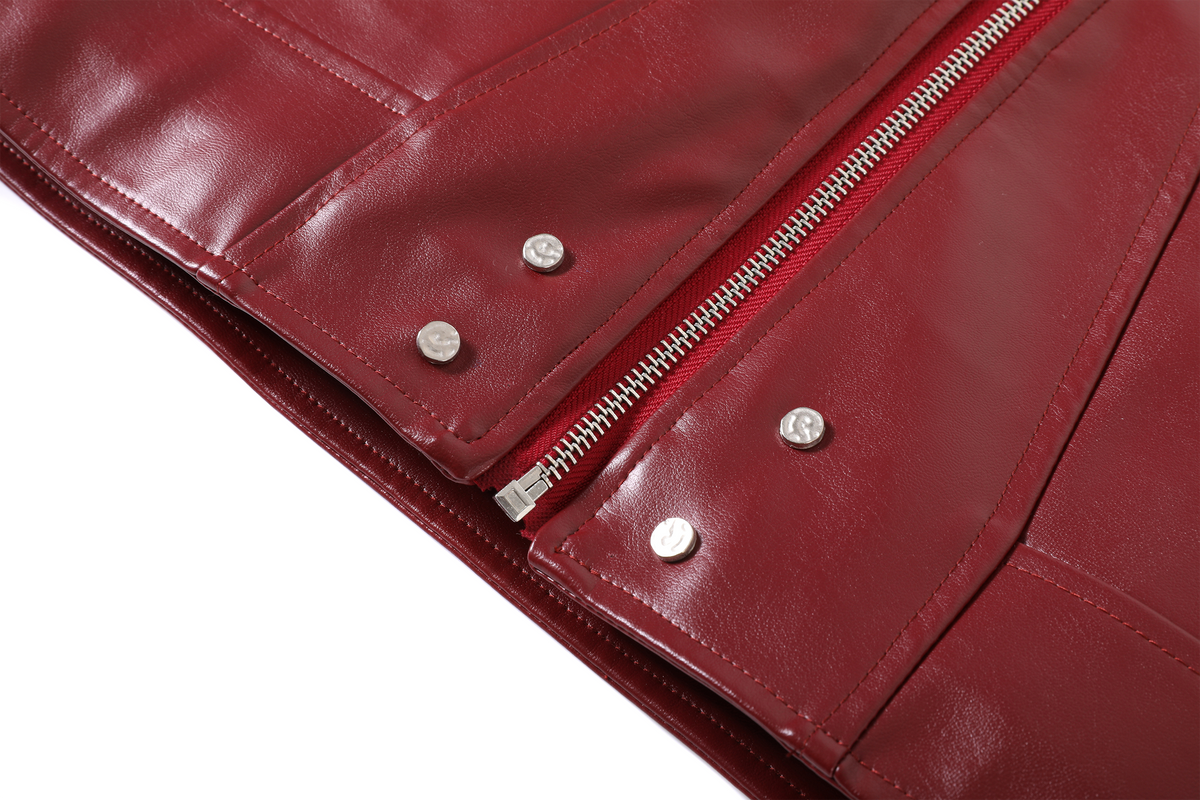 REMODUTION Faux Leather Stand-Collar Jacket