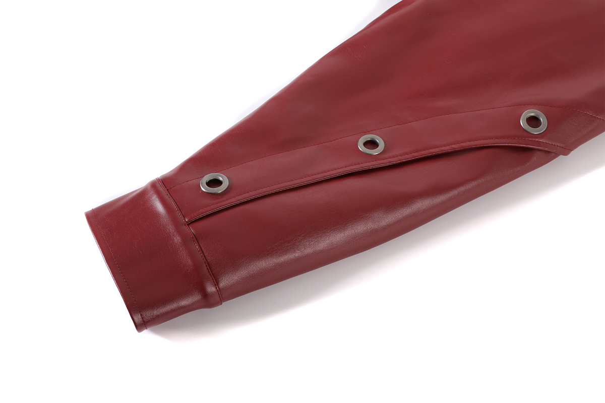 REMODUTION Faux Leather Stand-Collar Jacket