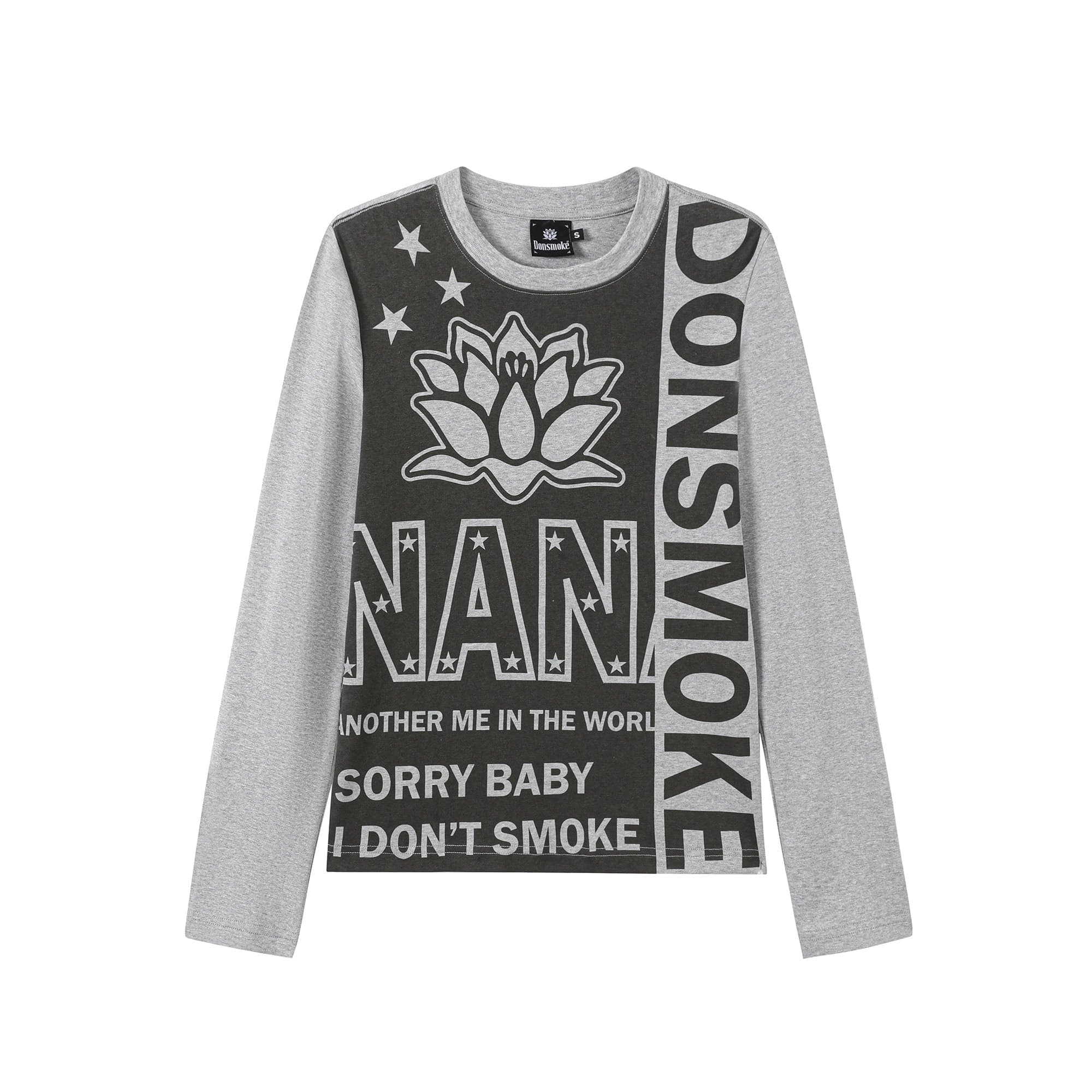 DONSMOKE × NANA Contrast Lotus Graphic Long-Sleeve Tee, premium urban and streetwear designers apparel on PROJECTISR.com, DONSMOKE