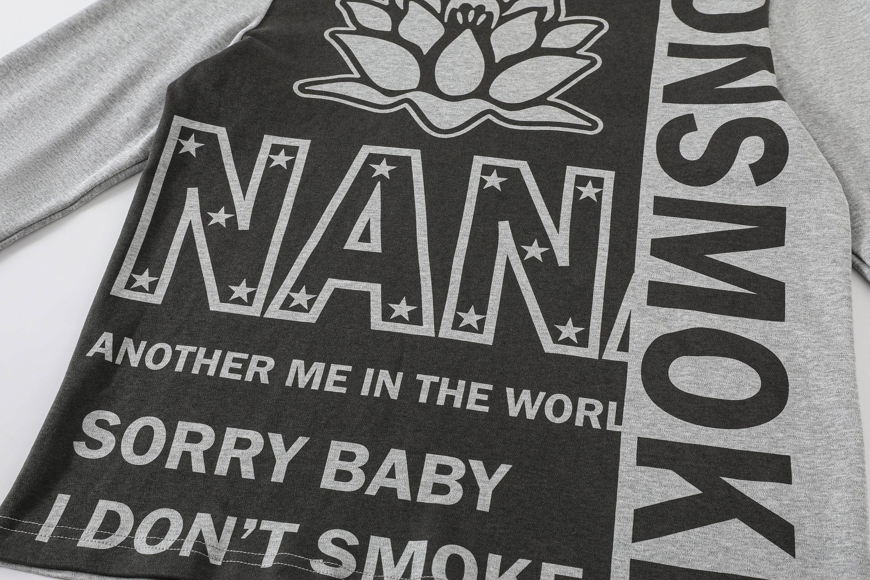 DONSMOKE × NANA Contrast Lotus Graphic Long-Sleeve Tee, premium urban and streetwear designers apparel on PROJECTISR.com, DONSMOKE