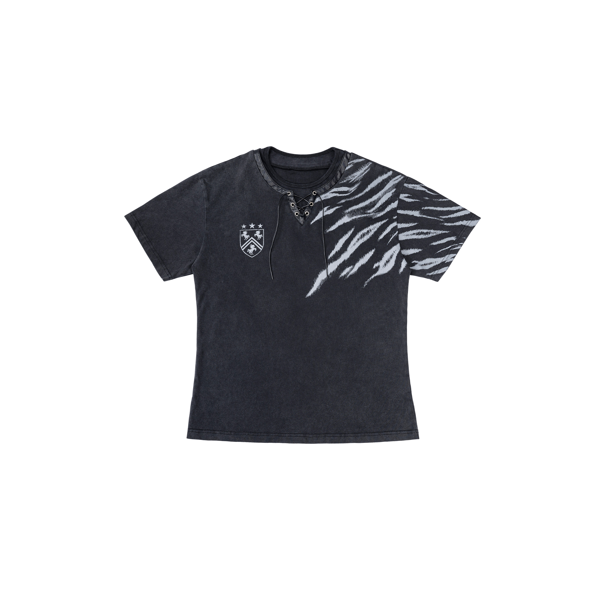 ESAIAS Washed Zebra Lace-Up Tee