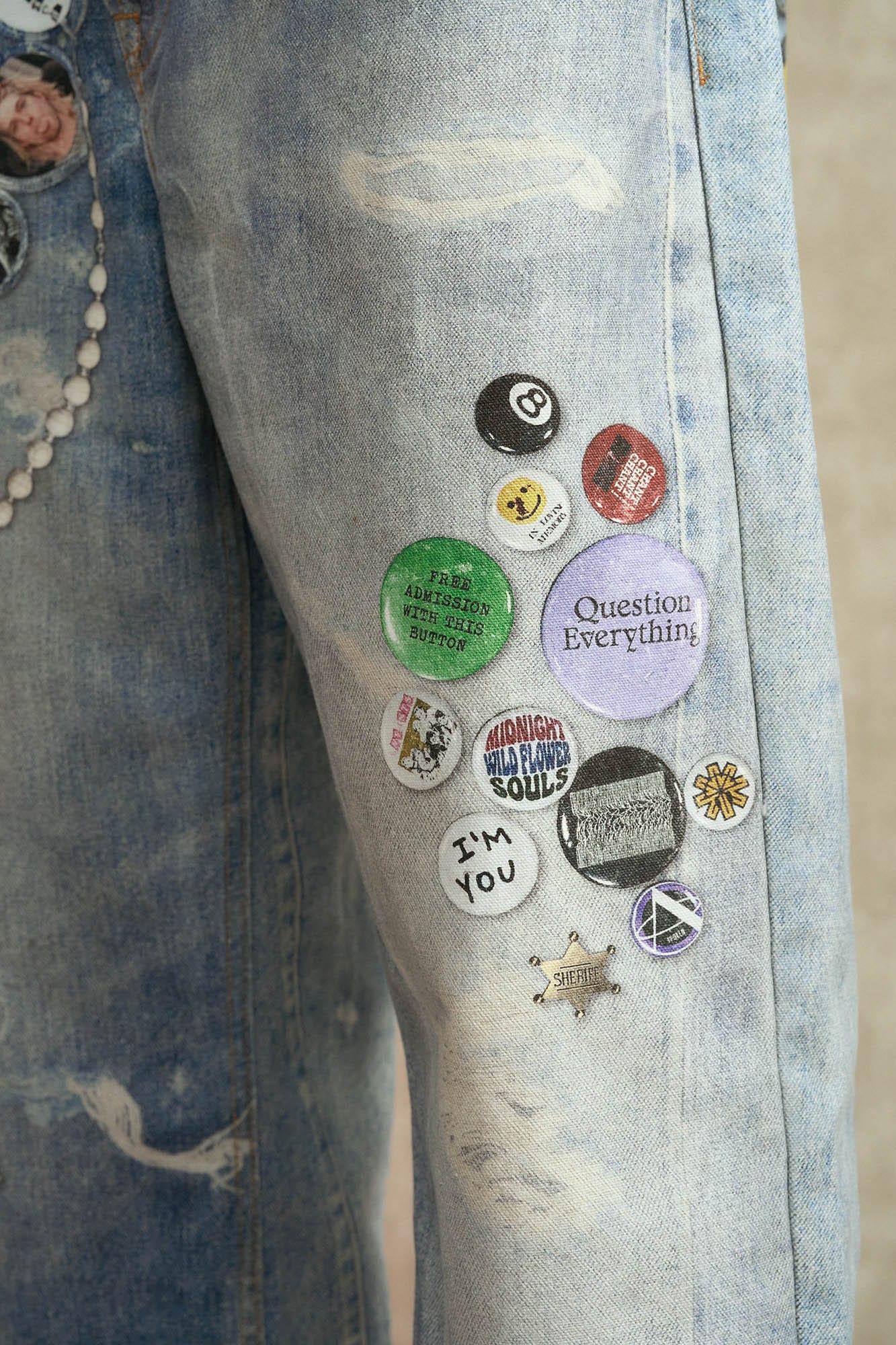 BONELESS Retro Chain Graphic Washed Jeans, premium urban and streetwear designers apparel on PROJECTISR.com, BONELESS