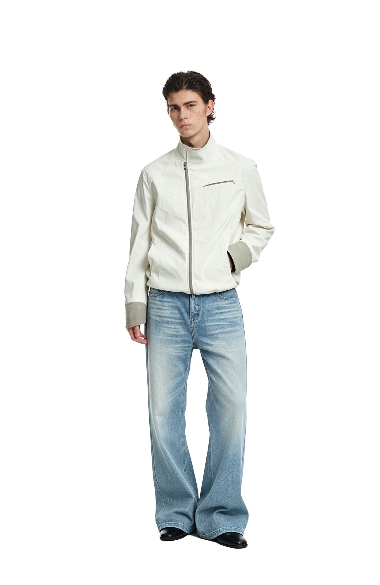 KREATE Whisker-Crease Flared Jeans