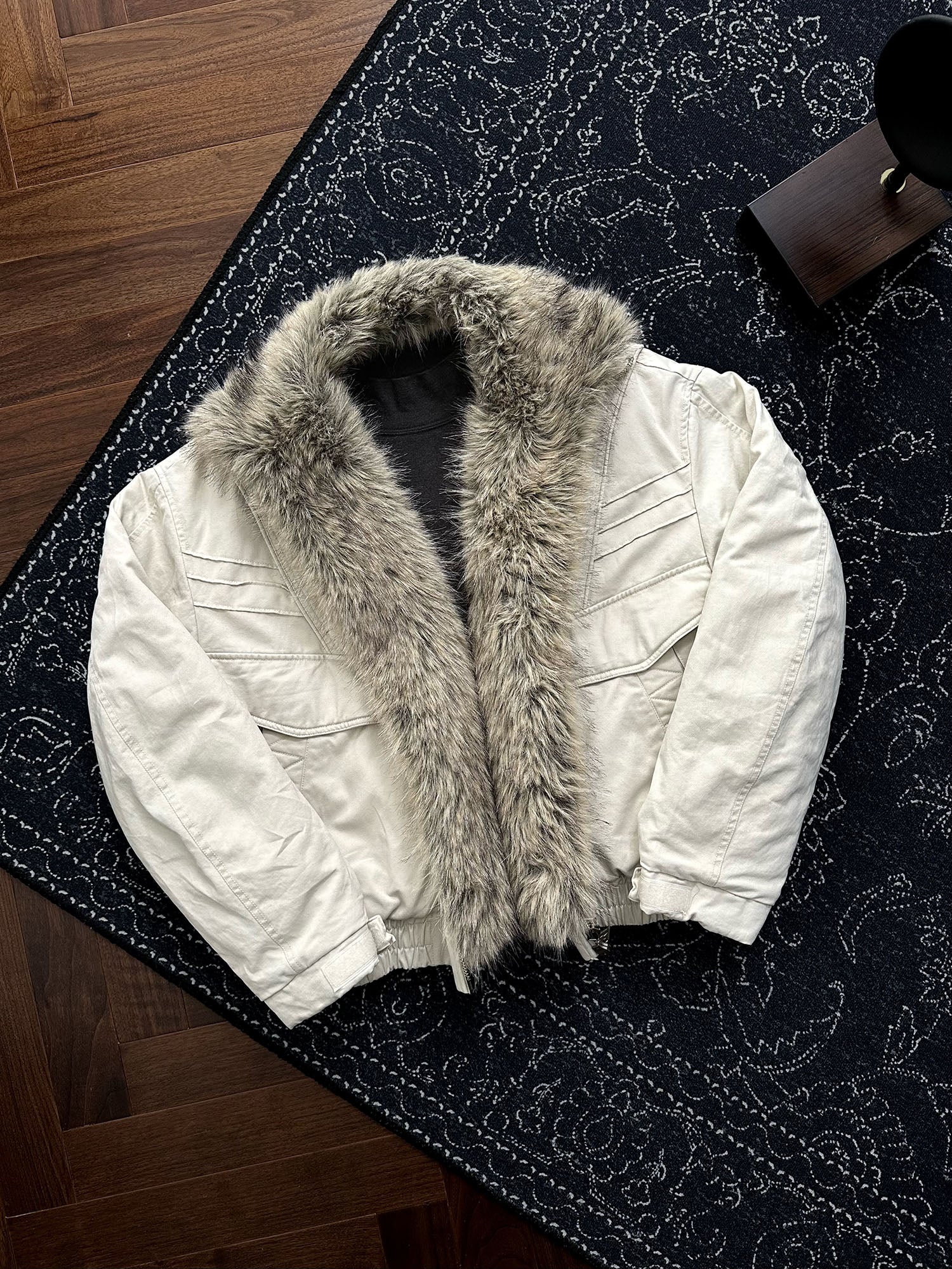 CATSSTAC Detachable Faux Fur Scarf Panel Jacket, premium urban and streetwear designers apparel on PROJECTISR.com, CATSSTAC