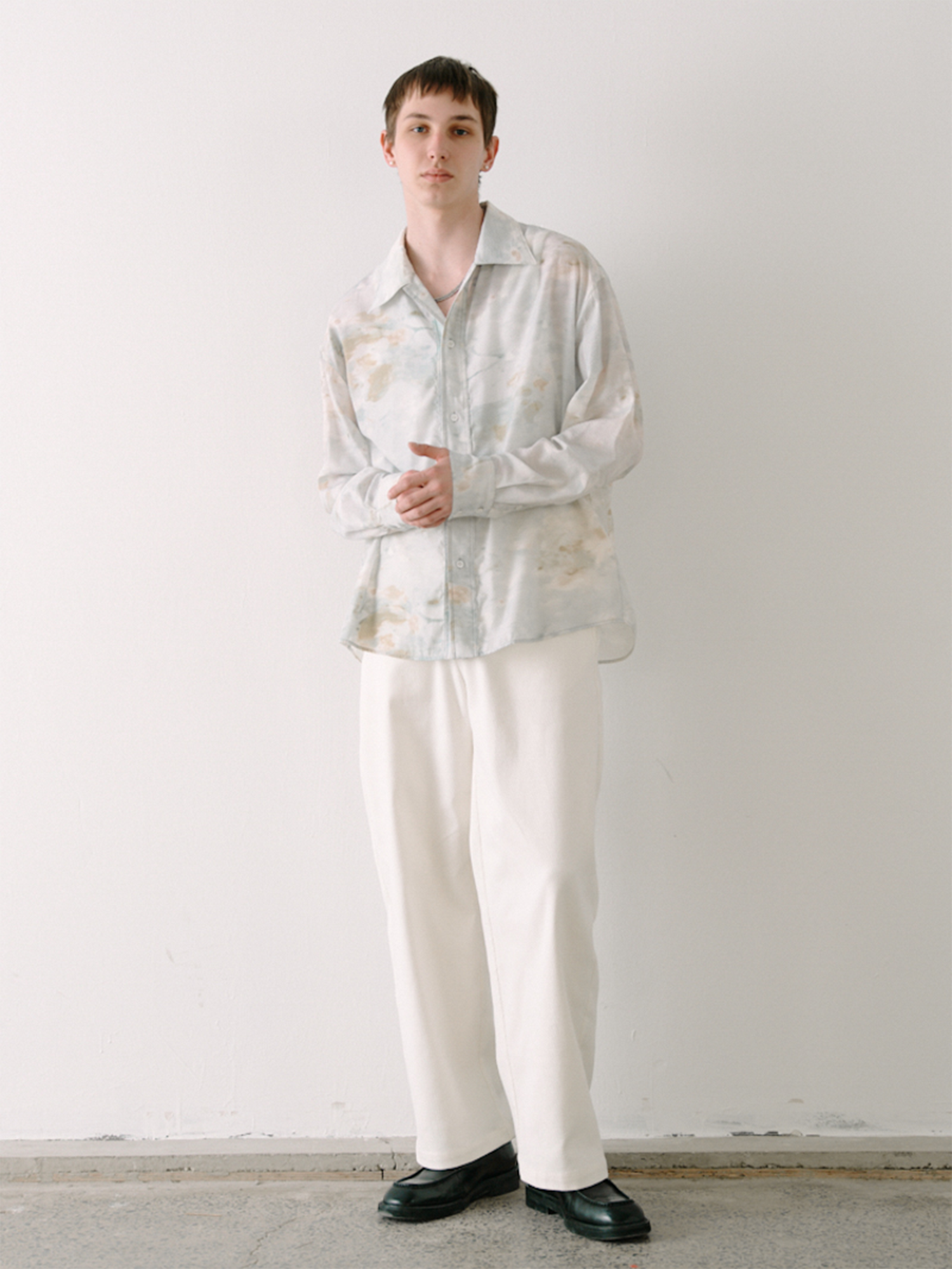 GRAINMUSTARD Washed Tie-Dye Draped Shirt, premium urban and streetwear designers apparel on PROJECTISR.com, GRAINMUSTARD