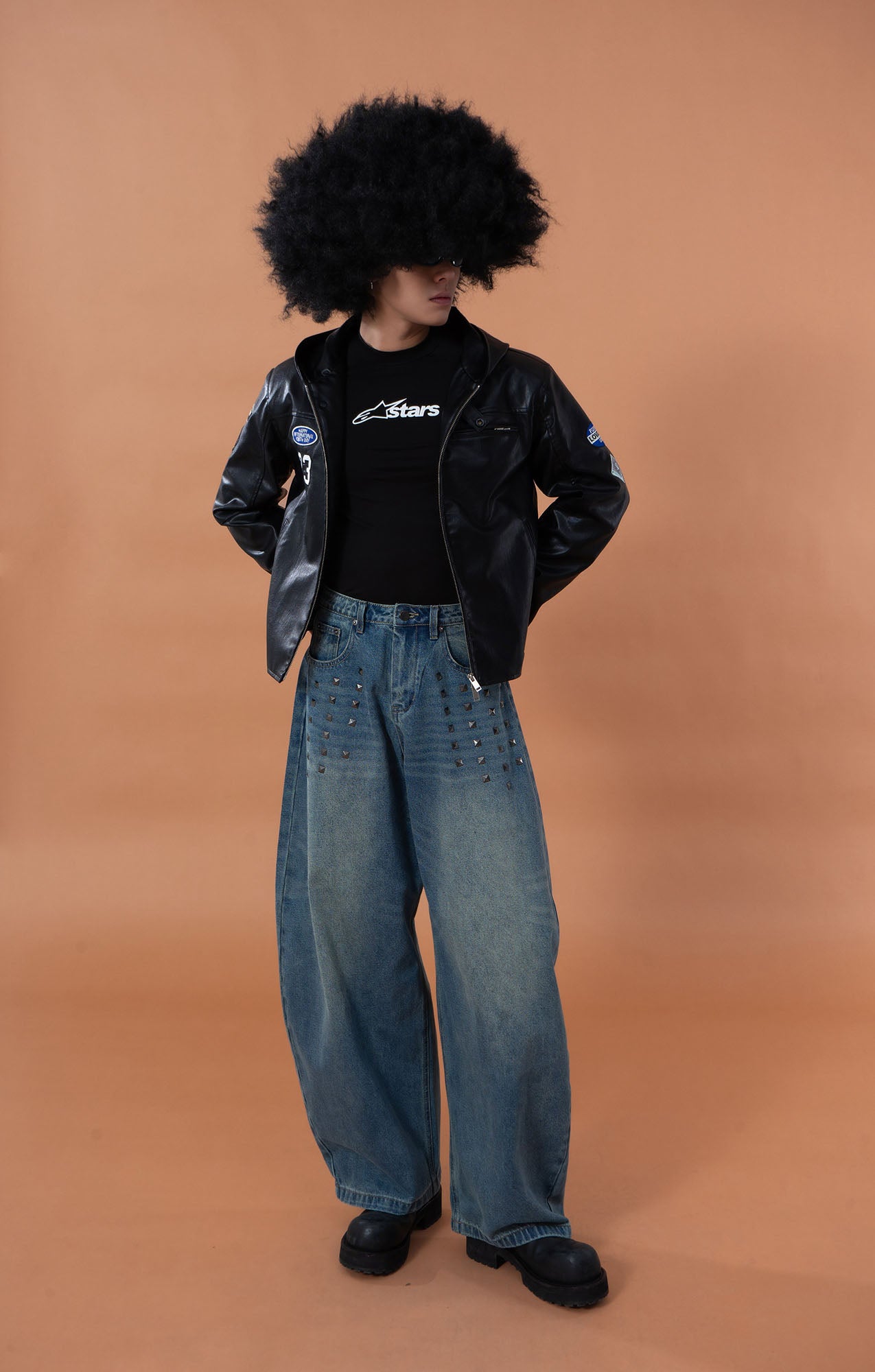 CLP Washed Studded Barrel Jeans, premium urban and streetwear designers apparel on PROJECTISR.com, CLP