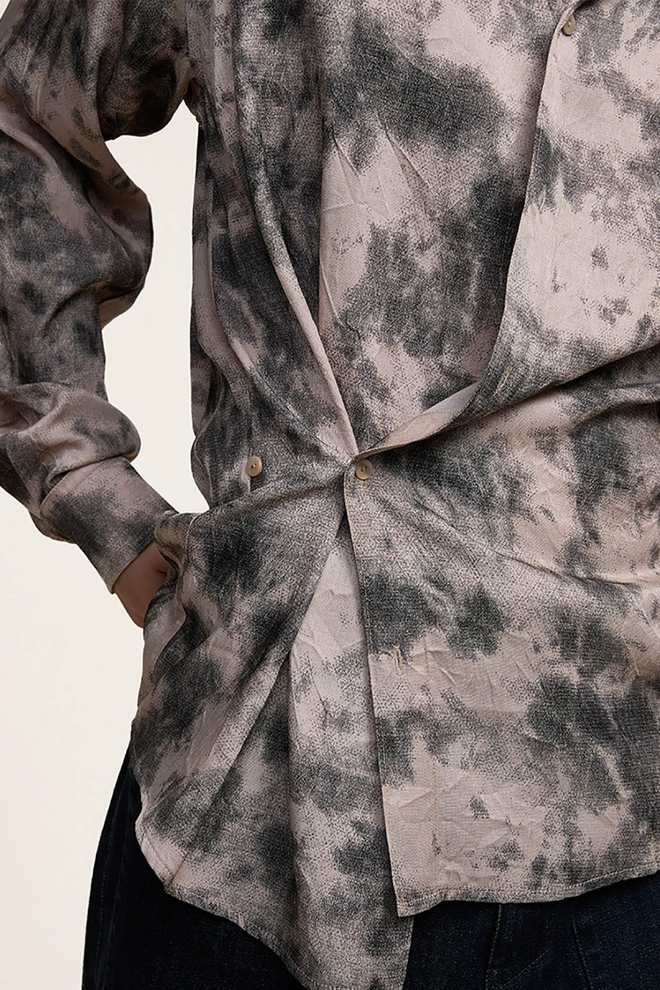 OPICLOTH Twist-Front Tie-Dye Shirt, premium urban and streetwear designers apparel on PROJECTISR.com, OPICLOTH