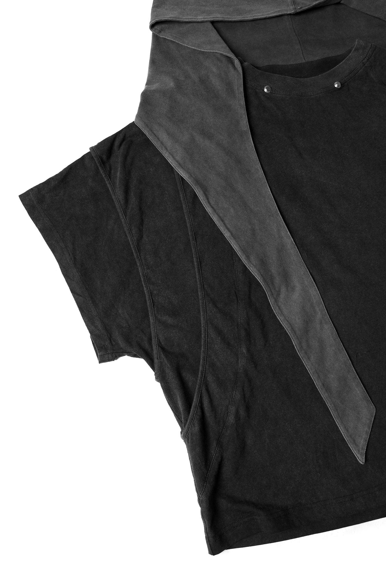 RELABEL Detachable Hood Layered Sleeve T-Shirt, premium urban and streetwear designers apparel on PROJECTISR.com, RELABEL