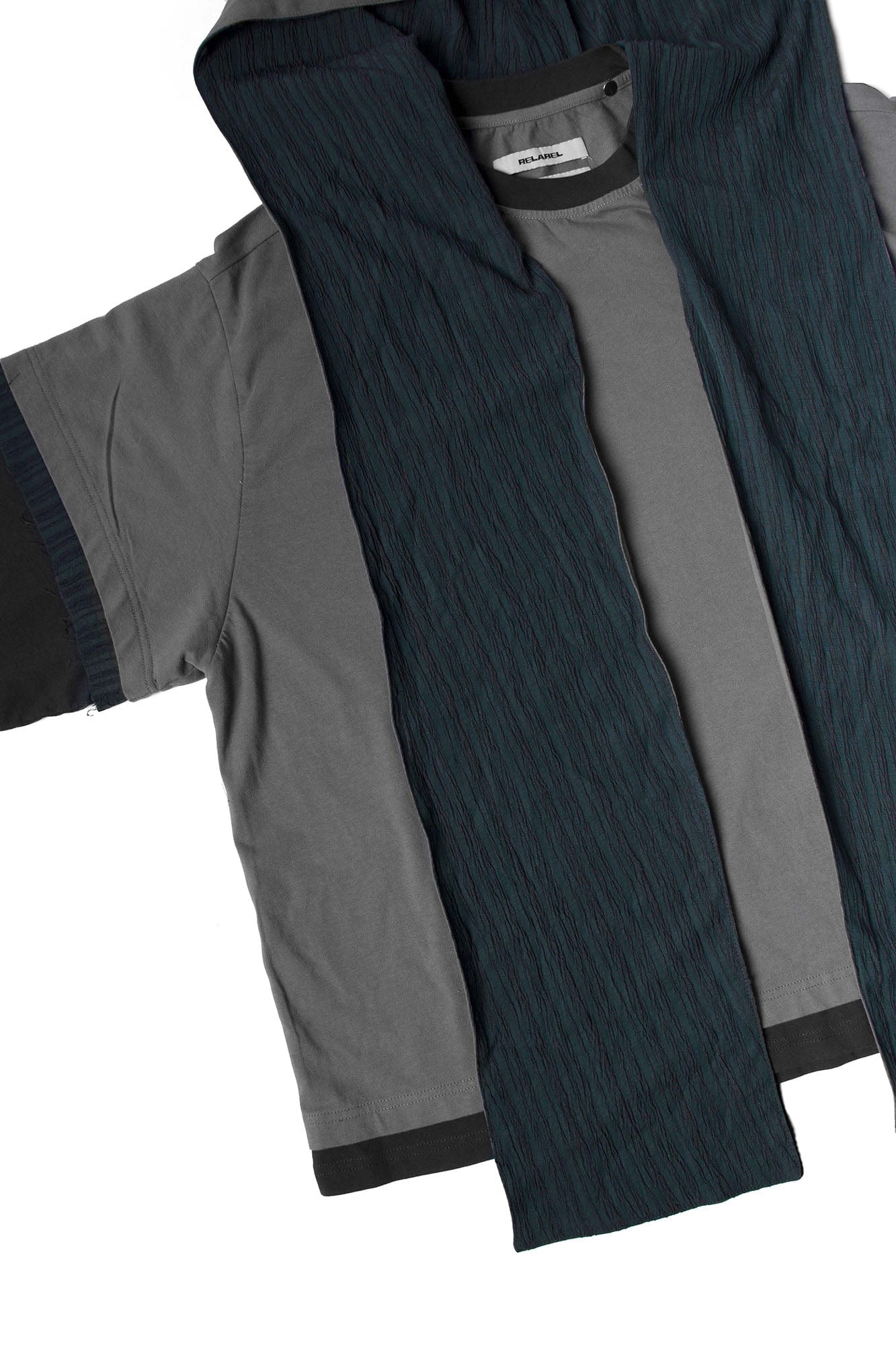 RELABEL Triple-Layer Detachable Striped Hood Long-Sleeve Tee Green, premium urban and streetwear designers apparel on PROJECTISR.com, RELABEL