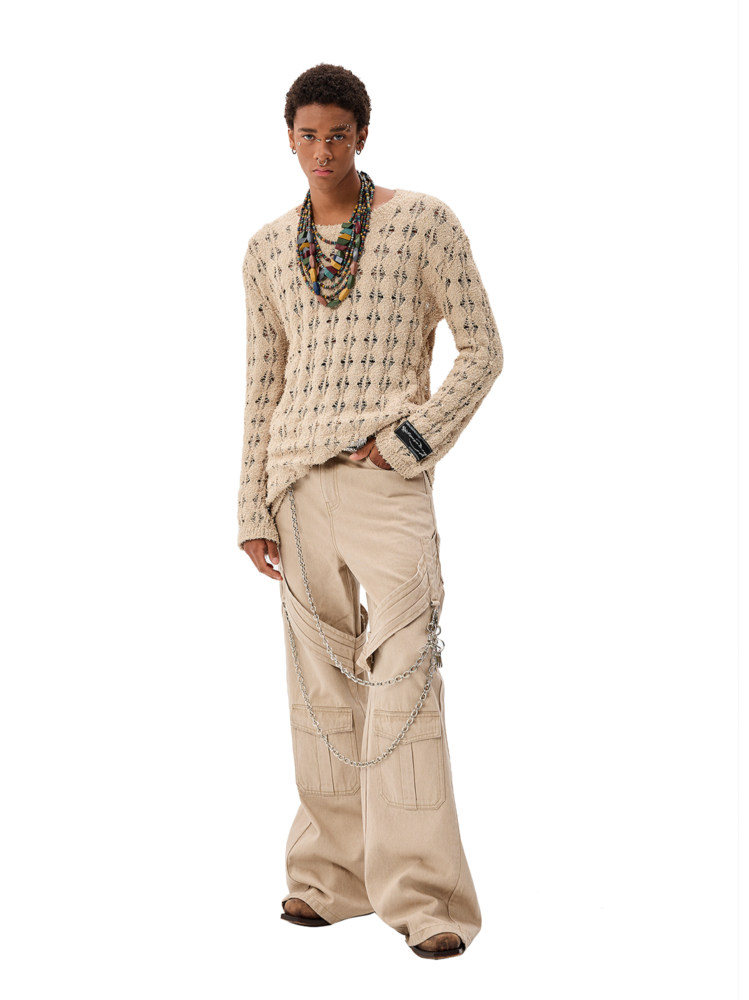 CYCYCY Punk Open-Knit Distressed Sweater