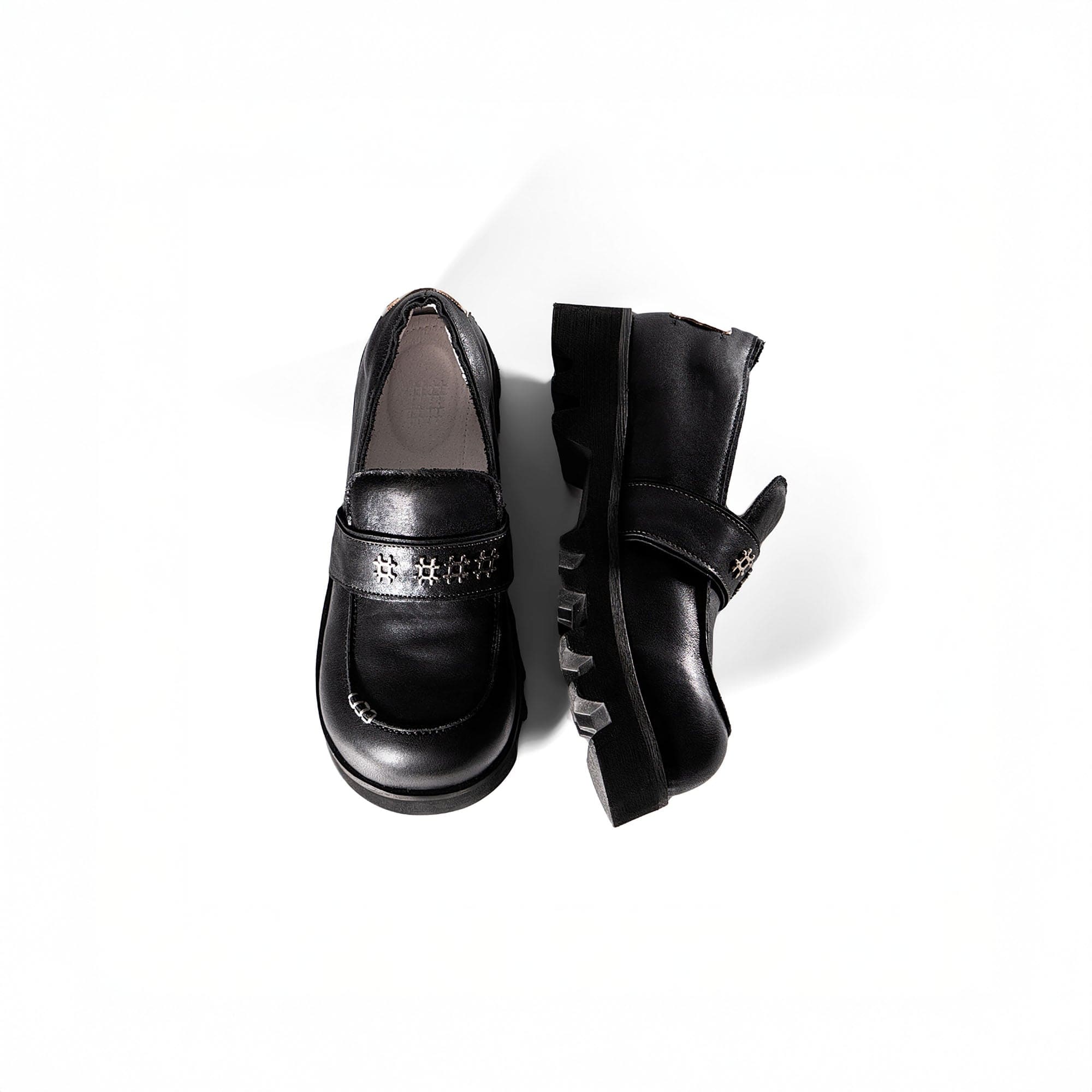 REWRITE Cowhide Chunky Sole Loafers Black, premium urban and streetwear designers apparel on PROJECTISR.com, REWRITE