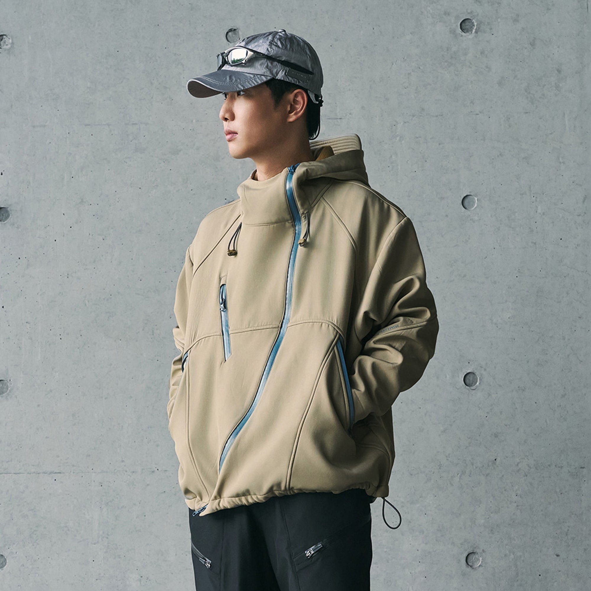 ENSHADOWER Deconstructed Asymmetrical Windbreaker, premium urban and streetwear designers apparel on PROJECTISR.com, ENSHADOWER