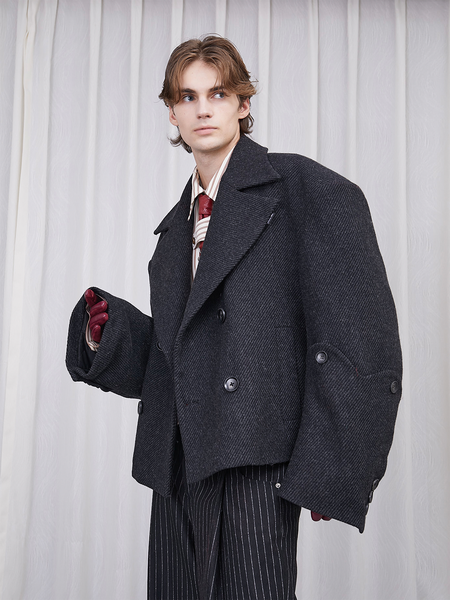 ASSEEN Double-Breast Wool-Blend Oversized Coat