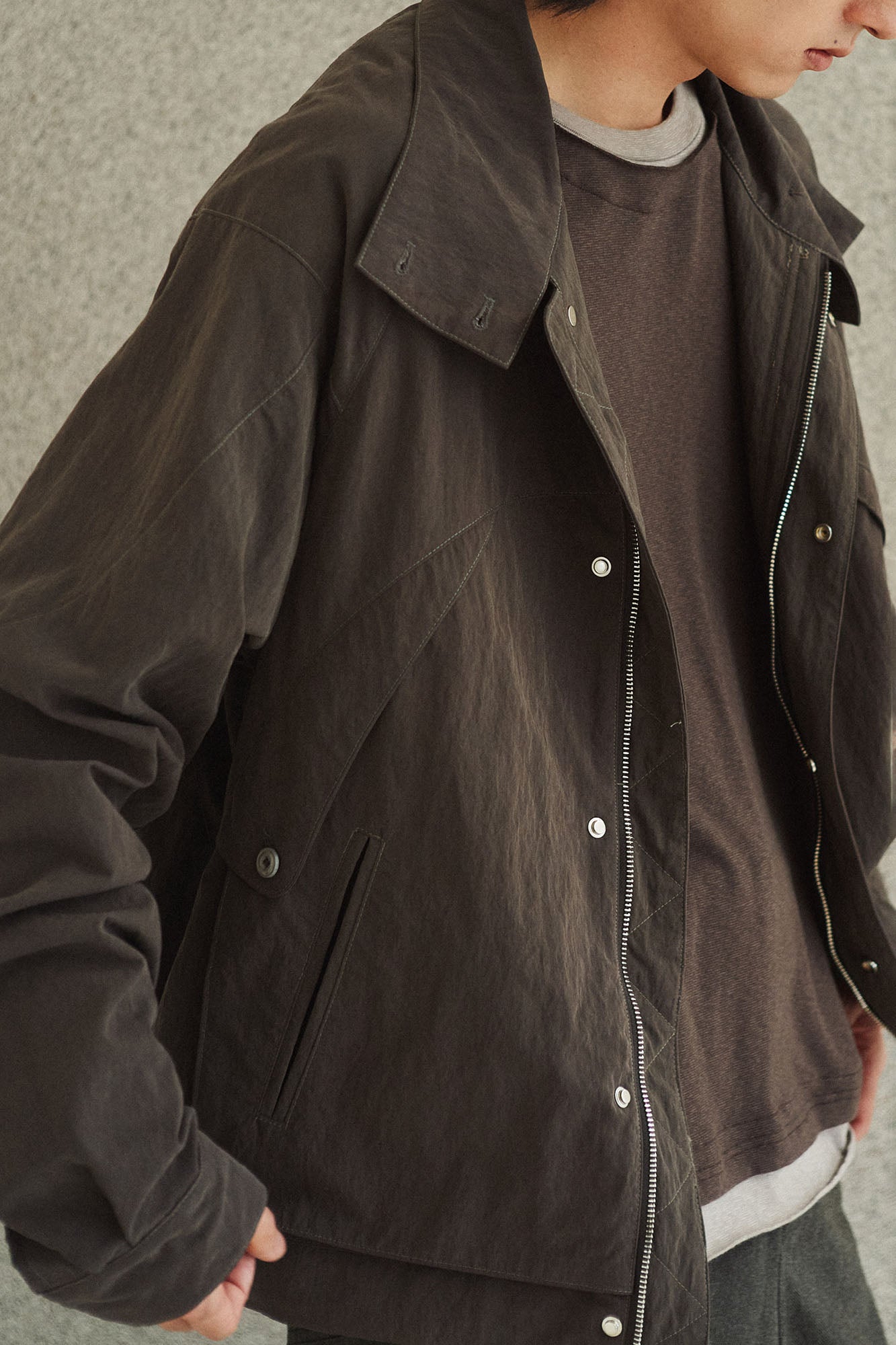 GONGHE REPUB High-Neck Elastic Hem Utility Blouson