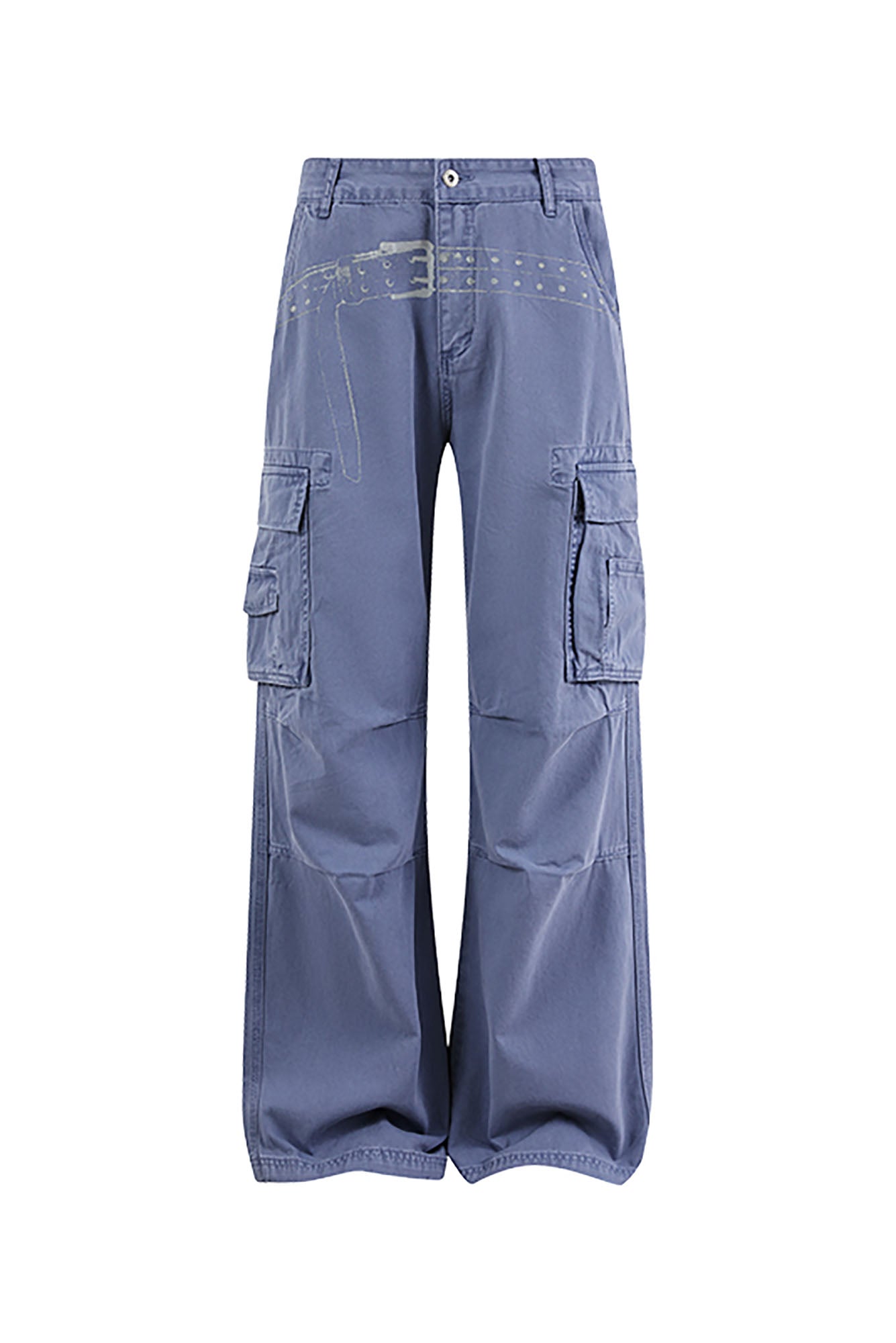 KREATE Washed Belt Graphic Crinkled Cargo Pants, premium urban and streetwear designers apparel on PROJECTISR.com, KREATE